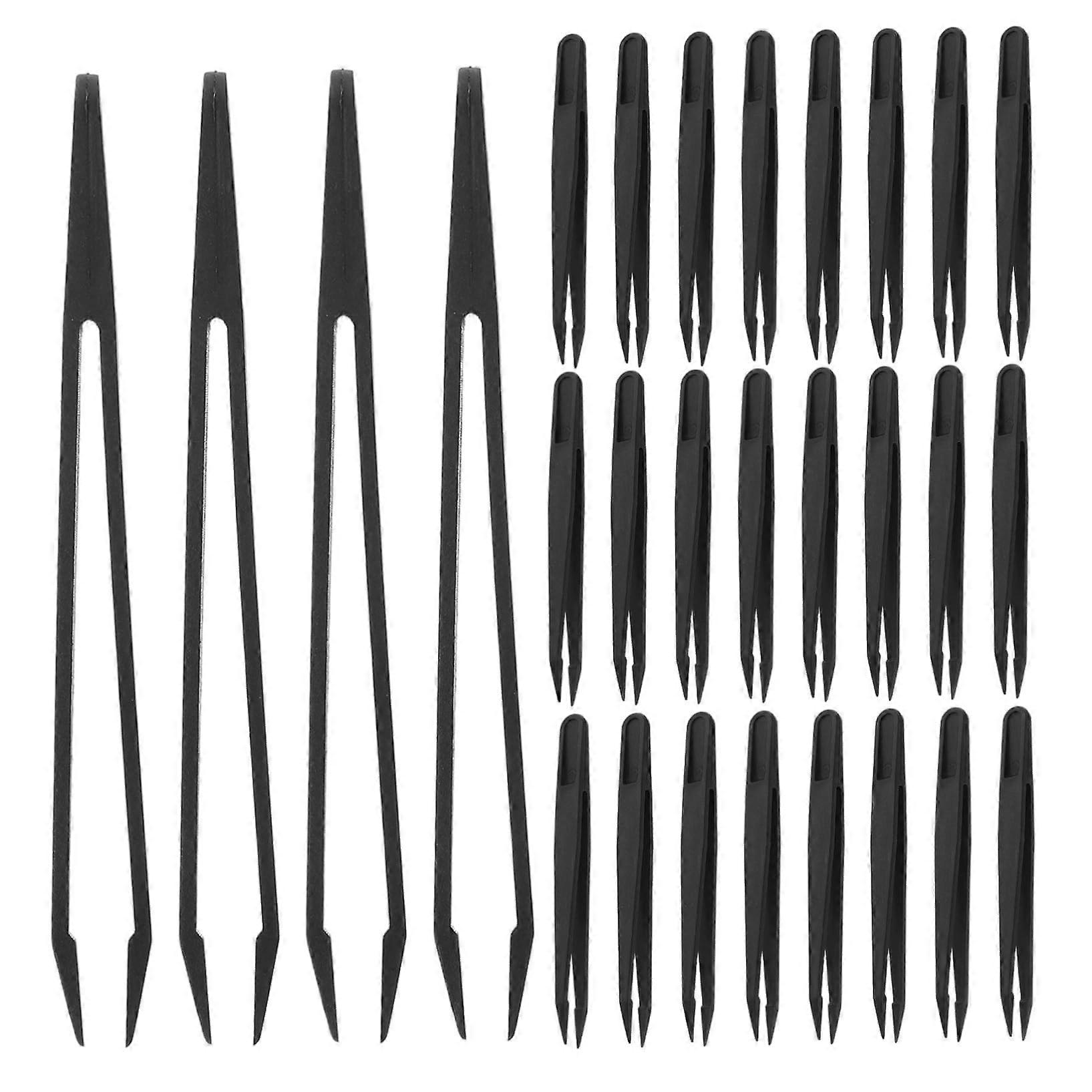 30pcs Plastic Bead Tweezers for Crafts and Fuse Bead Projects, Black Craft Tool Set