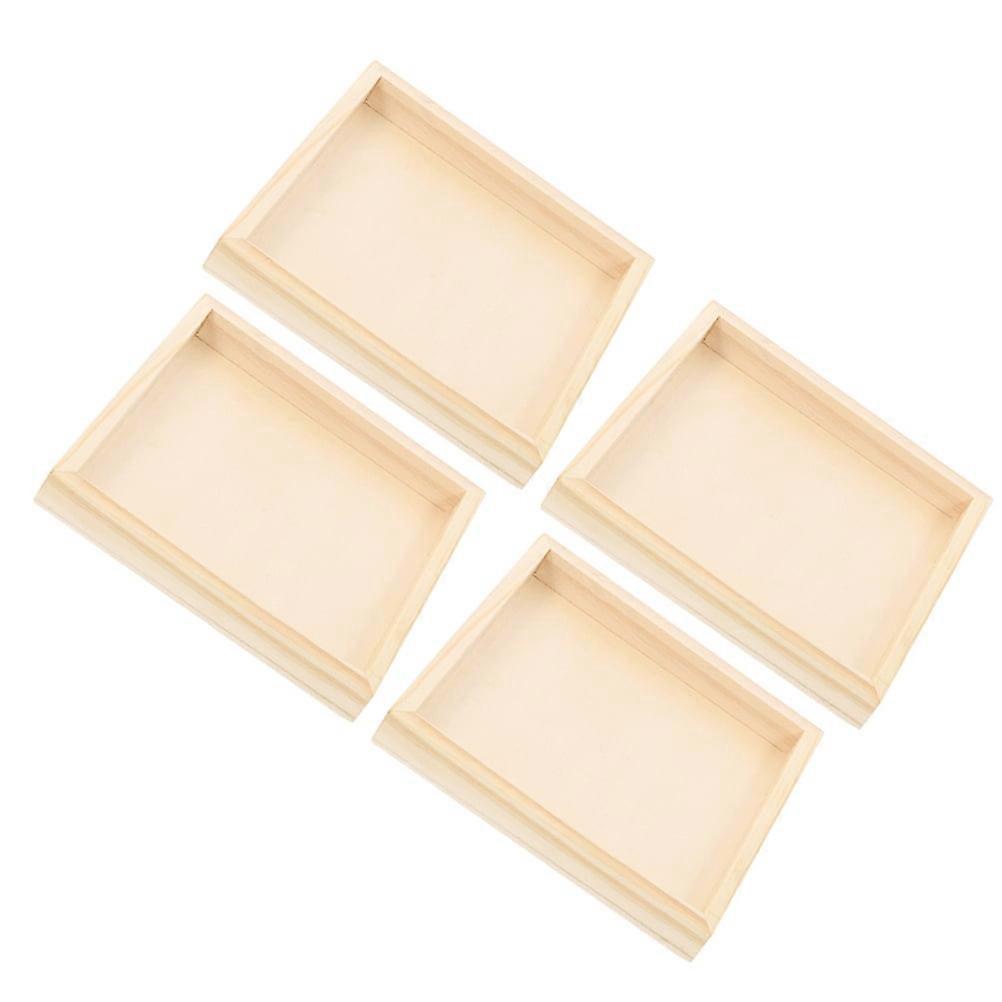 4 Pcs 3D Puzzle Tray Wooden Square Jigsaw Puzzles Nested Serving Trays for Block