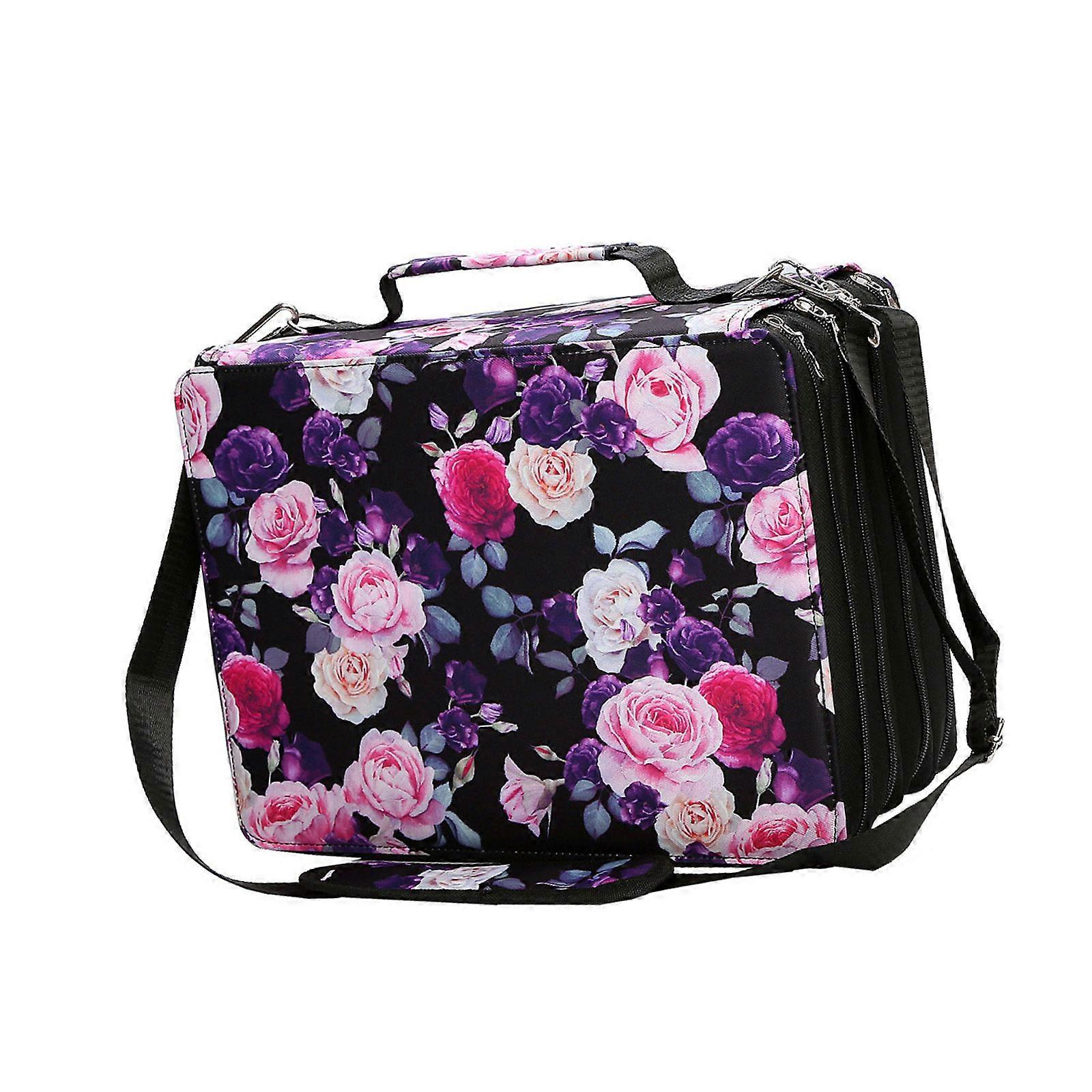 Art Marker Pen Carrying Bag with Shoulder and Handle Strap, Marker Organiser Case for 224 Markers, Marker Storage Bag  Mixed Color