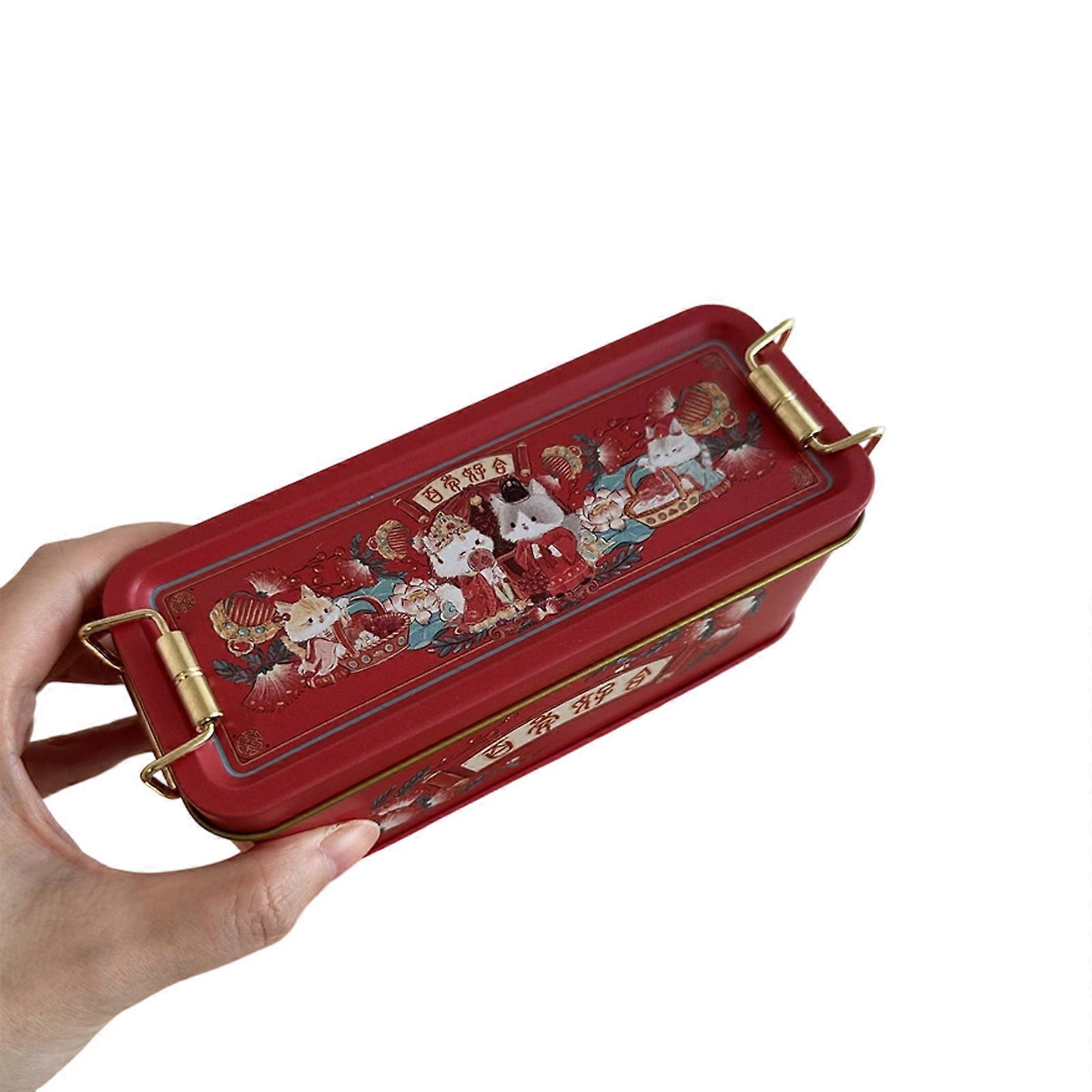 Retro Designs Metal Tin With Latches Lid Kitchen Storage Container For Sweets Biscuits Gifts Multicolor