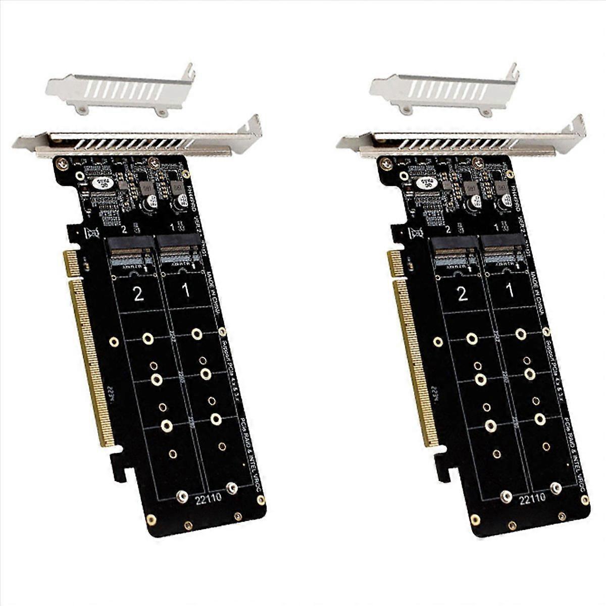 2X Double-Sided 4-Disk NVME Card PCIeX16 to M.2 M-Key NVMEx4SSD 2U Server Array Expansion Adapter Sp