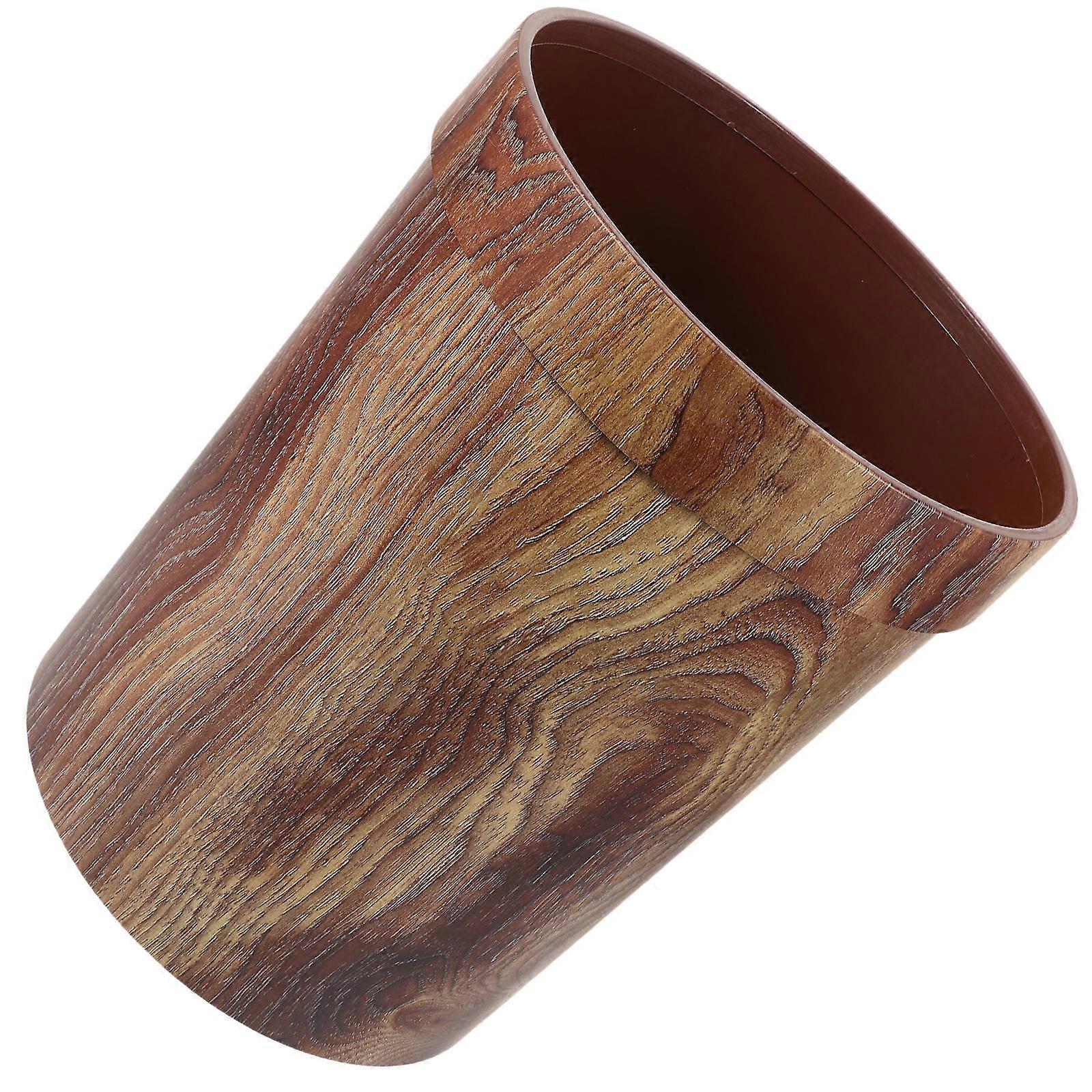 Woodgraining Container Imitated Solid Wood Trash Can for Home 1Pcs