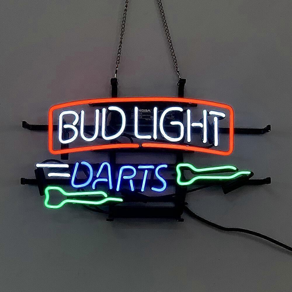 Classic Bar Game Theme Neon Sign - Handcrafted Real Glass Tube Darts Design for Game Room & Man Cave Wall Decor - 17"x14"