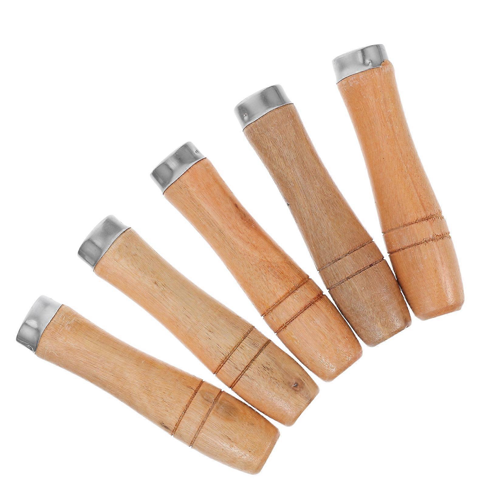 Wooden File Handle for Industrial Use 5Pcs with Iron Collar Grip