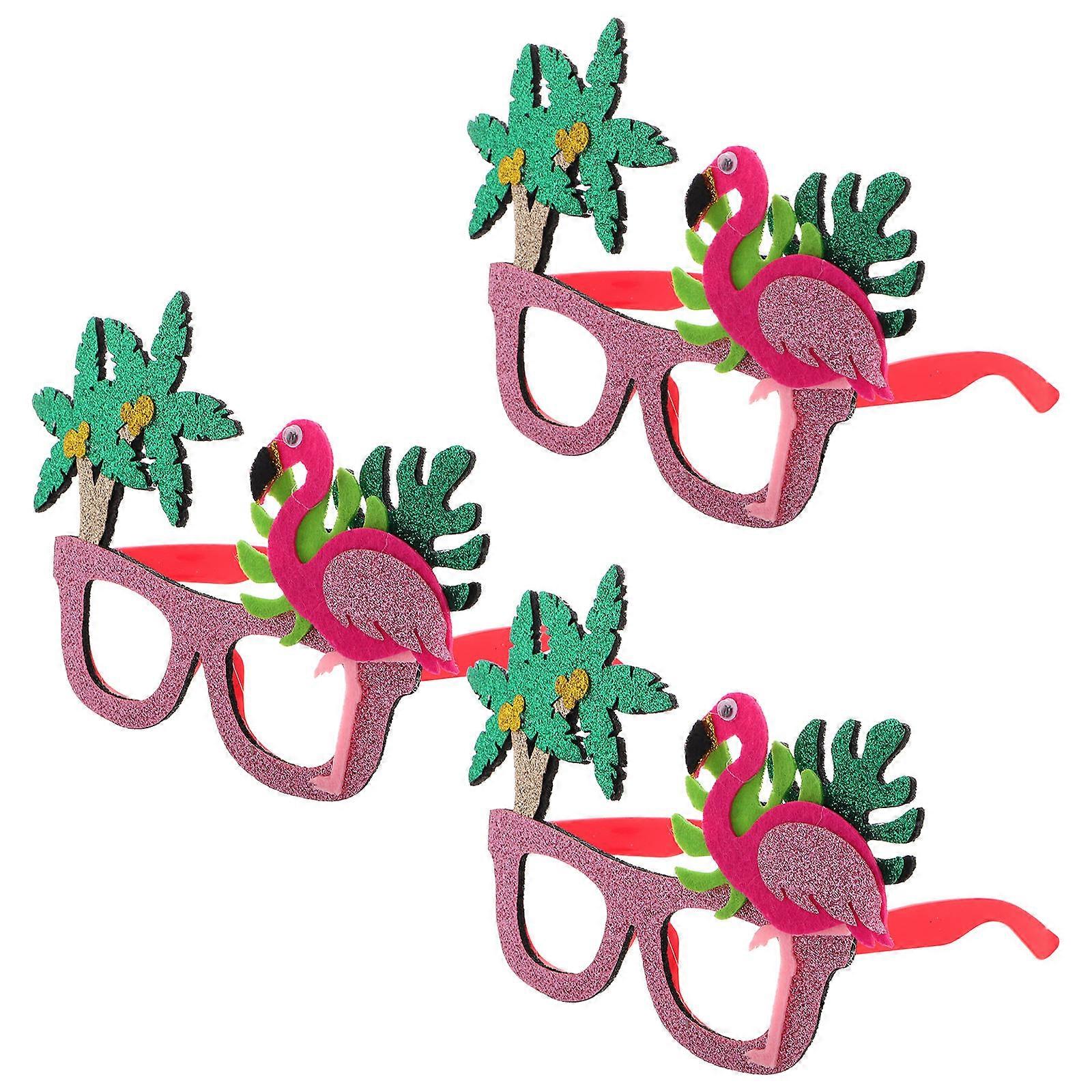 Hawaiian Theme Flamingo Eyewear Frames for Luau Party 3Pcs Multicolor