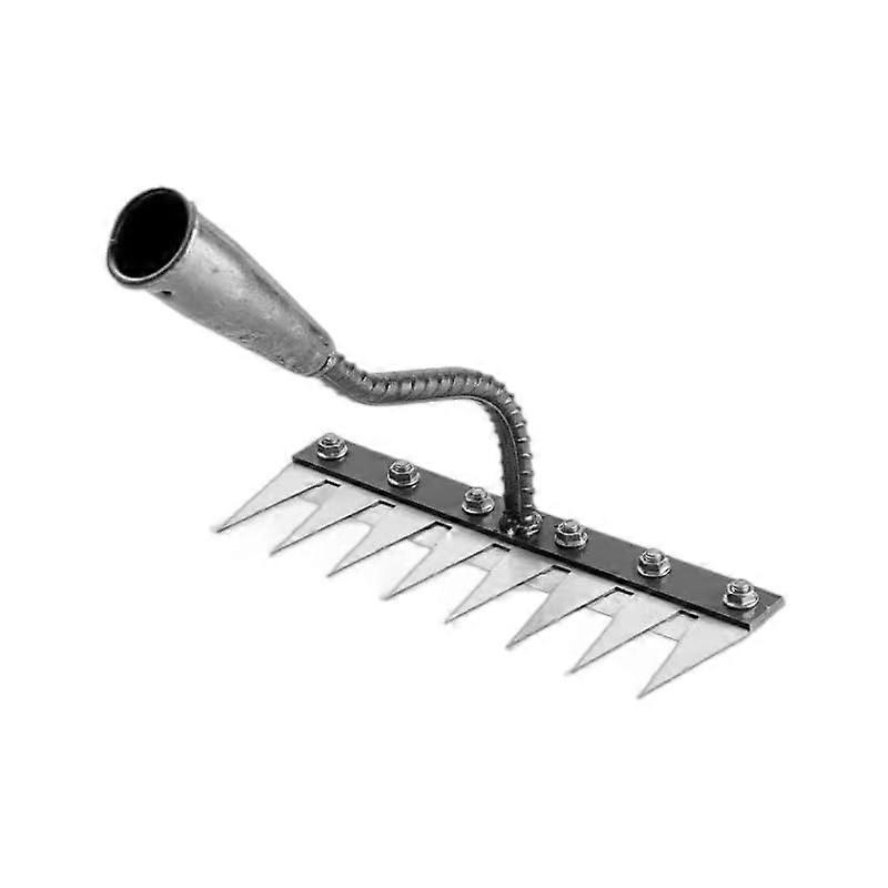 Garden Weeding Rake Heavy Duty Iron Tool with Detachable Pointed Hoe for Soil Loosening