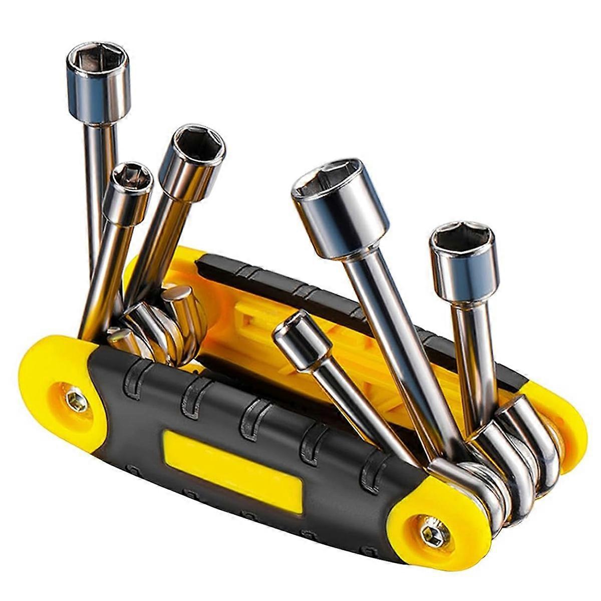 6 In1 Folding Socket Wrench Set Multi Functional Hex Spanner Hex Nut Driver Set Tamper Proof Torx Ke