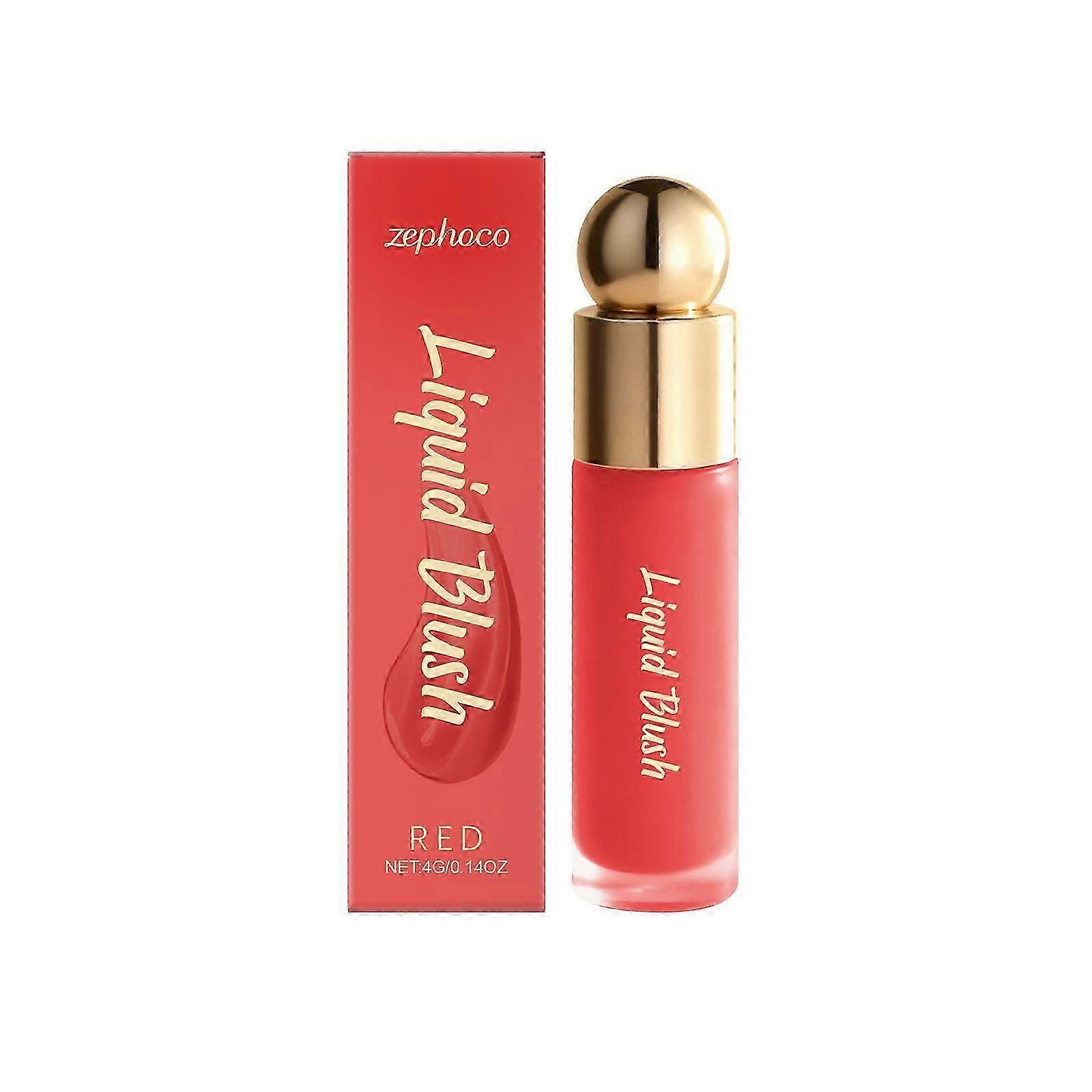 Zephoco Red Moisturizing Liquid Blush Natural Makeup Feeling Blush Cheek Color Rendering Easy Blooming Atmosphere Feeling Makeup No Score