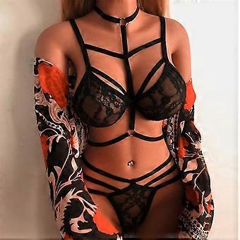 Luxora Women Sexy Sheer Lace Lingerie Set Strappy Bra Briefs Briefs Erotic Underwear Sleepwear