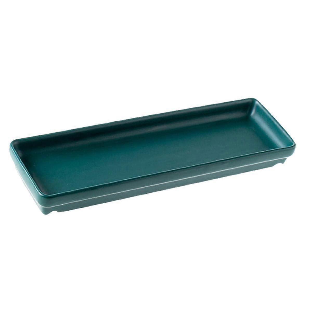 Ceramic Sushi Plate Japanese Serving Platter Green Rectangular Dish for Appetizers and Snacks