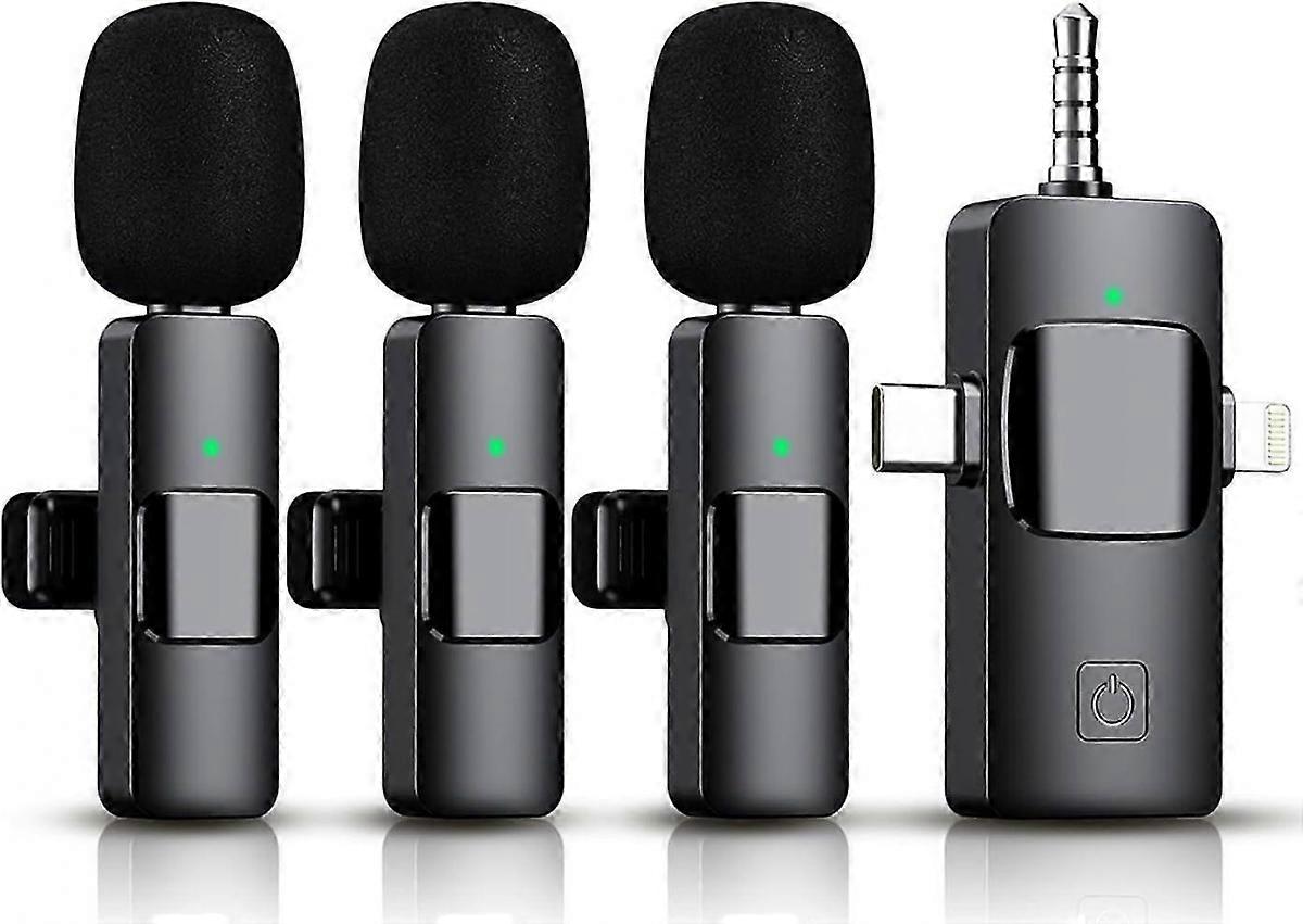 3 in 1 Wireless Lavalier Microphone for iPhone, iPad, Android, Camera,1