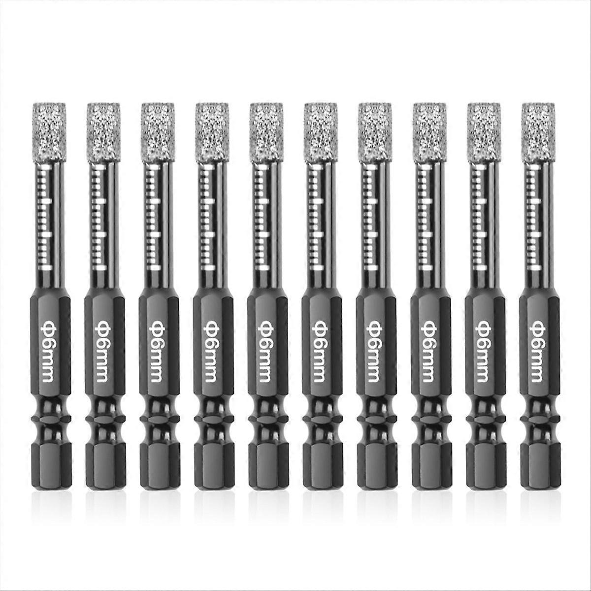 10Pcs Diamond Drill Bits,6mm Dry Diamond Core Drill Bit Set
