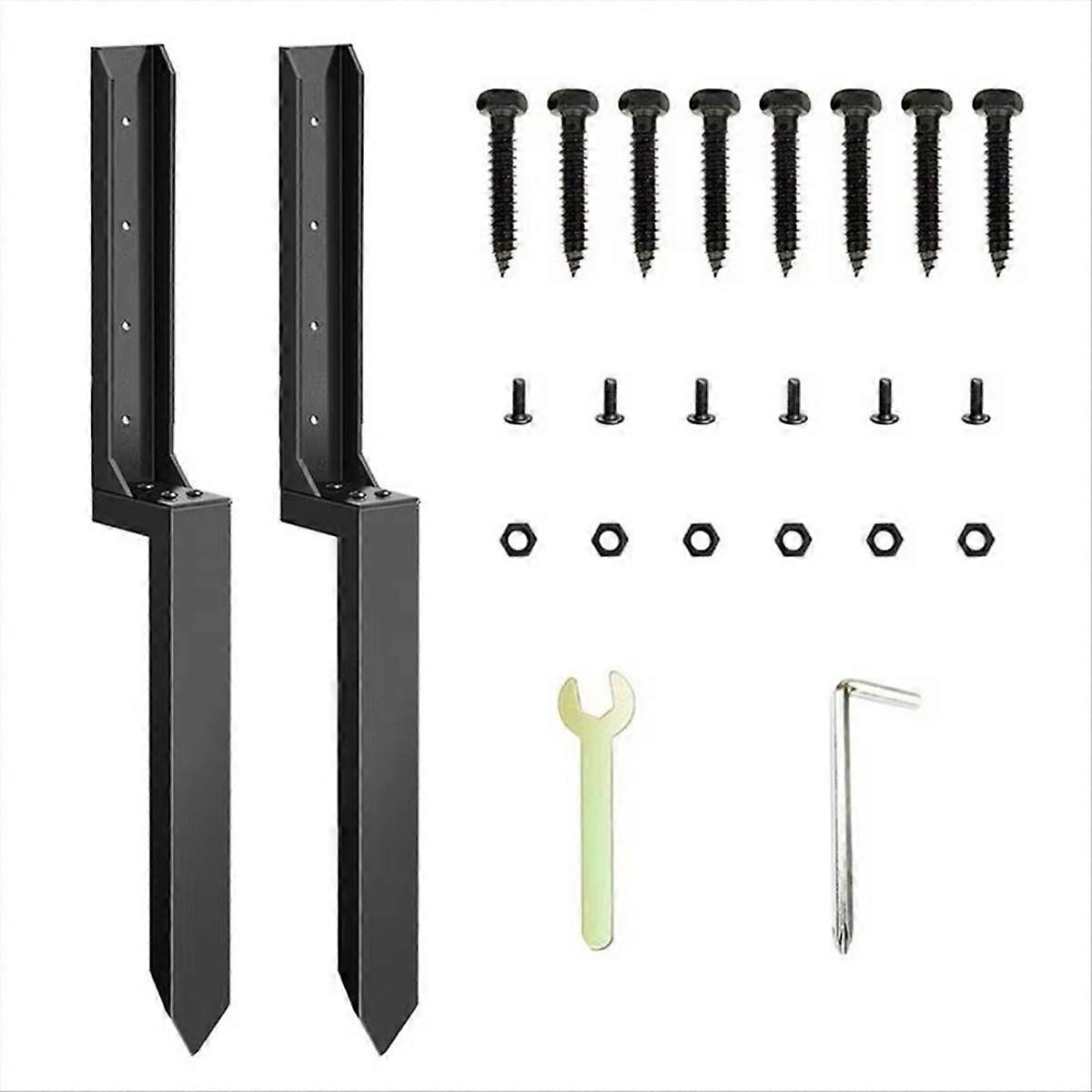 Fence Repair Kit 2X Thickened Metal Fence Support Stakes Solid Ground Spike Quick Fix Post Stabilize