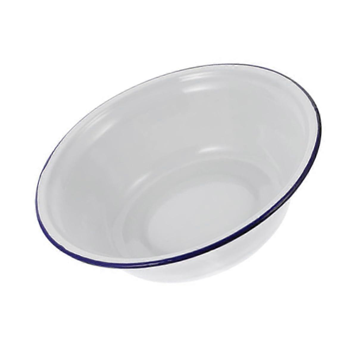 Large Capacity Vintage Enamel Mixing Bowl with NonSlip Base for Dough Making and Vegetable Washing