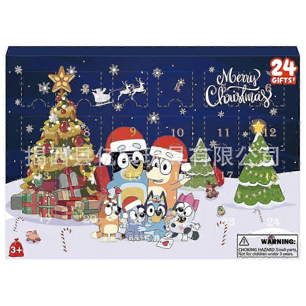 24 Days Christmas Advent Calendar with Blind Box Toys for Bluey Dog Series Collection