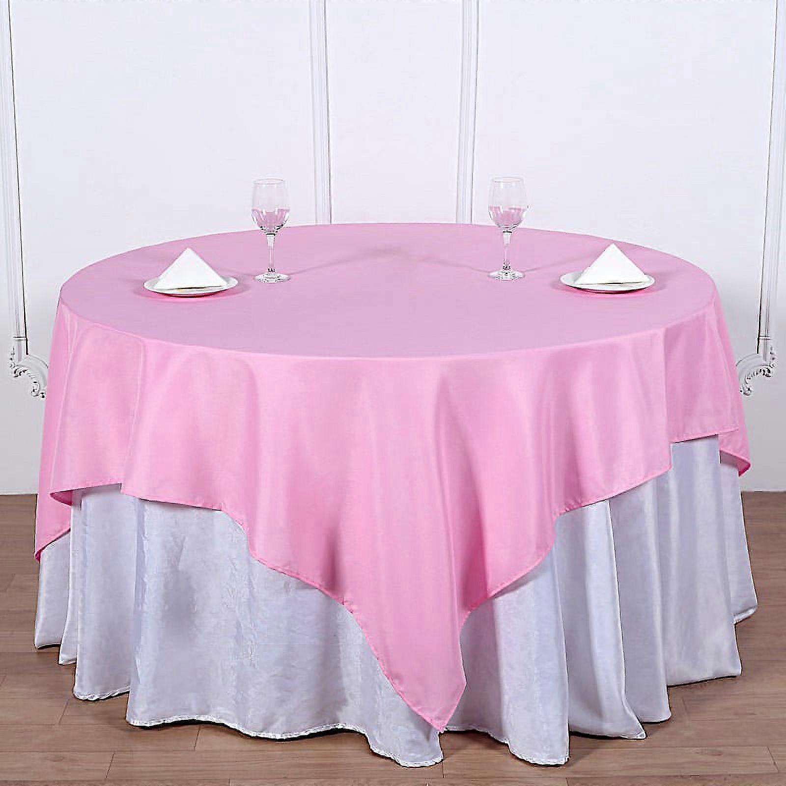 BalsaCircle 70" x 70" Square Polyester Tablecloth Pink