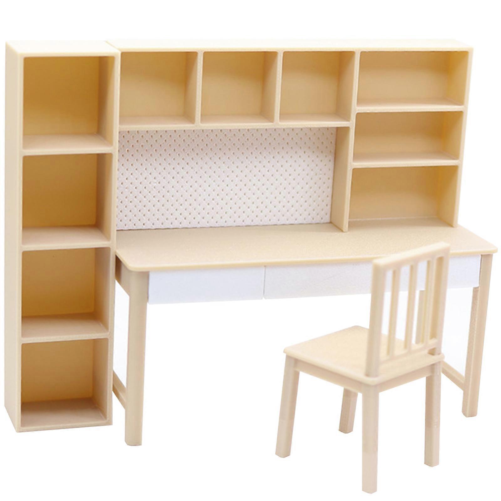 Realistic Mini Desk For Model Scene 1/12 Scale Design Plastic Crafting Essential Collectible Display Piece Multicolor