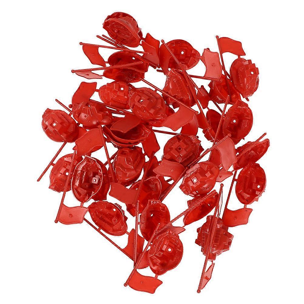 Red Flag Model Toy for Decor 30Pcs Plastic Sand Table Flag Set
