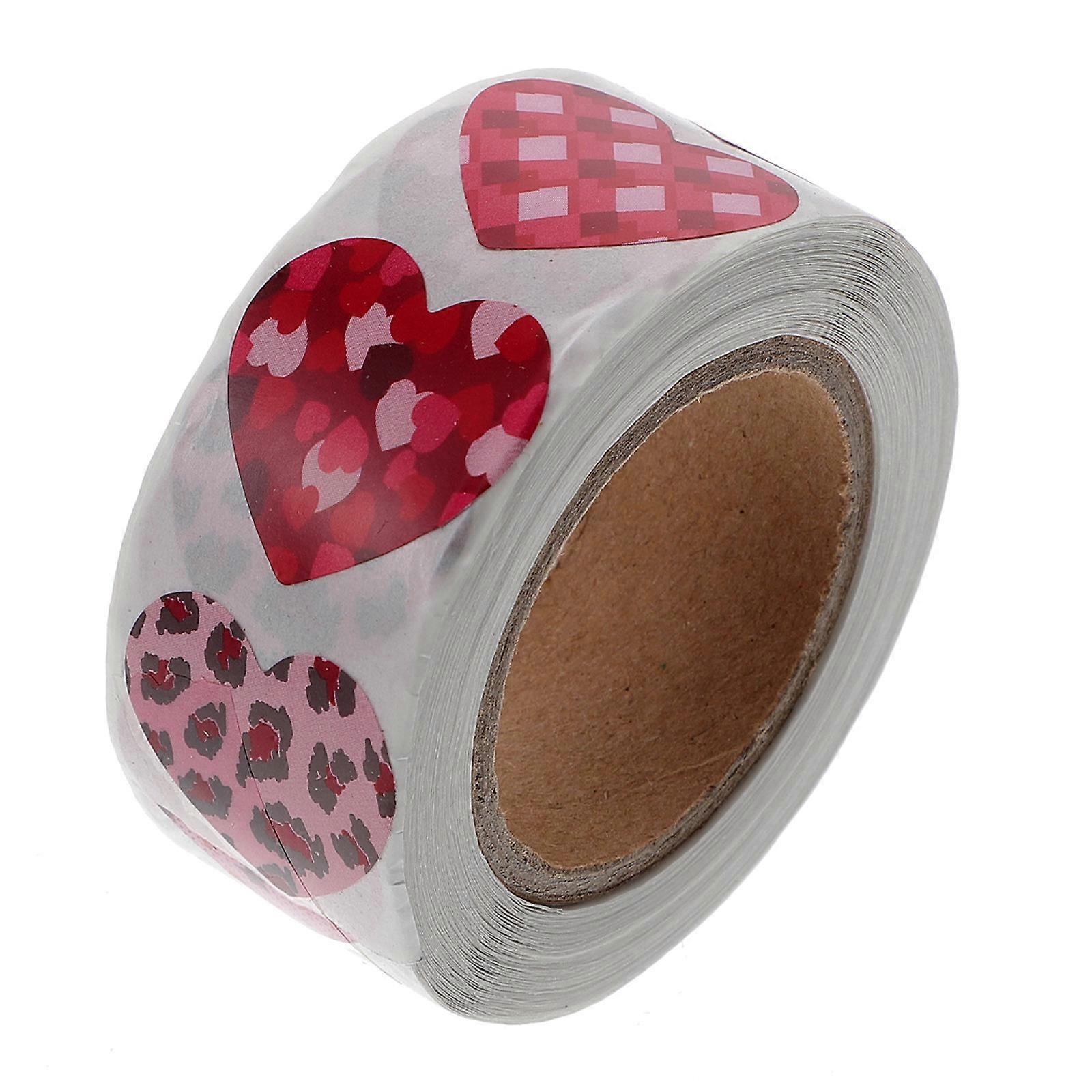 Gift Wrapping Stickers Heart-Shape Stickers for Decor 3 Rolls