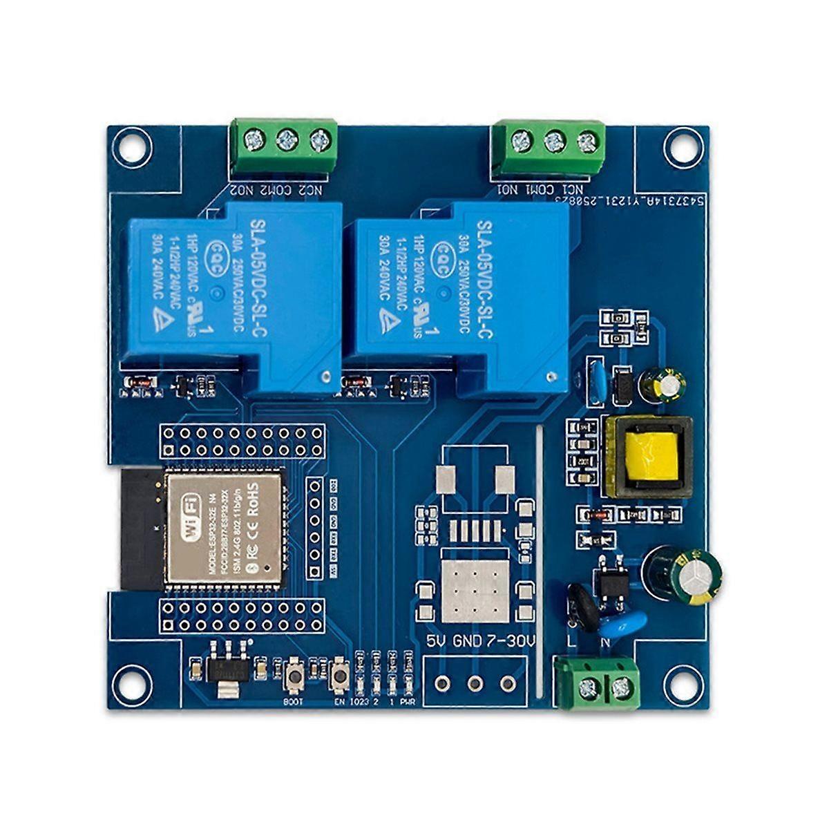 ESP32 2-Channel 30A Relay Module Bluetooth WiFi Development Board AC220V Support Secondary Developm