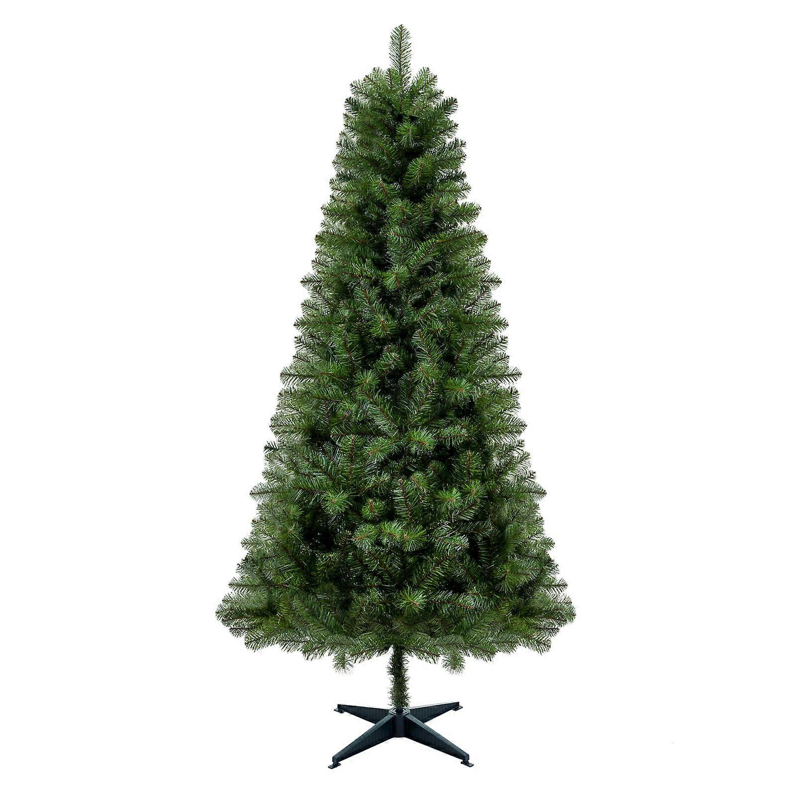 6ft Hinged Artificial Christmas Tree Unlit with Full Lush PVC Tips and Stable Stand for Indoor Holiday Decor