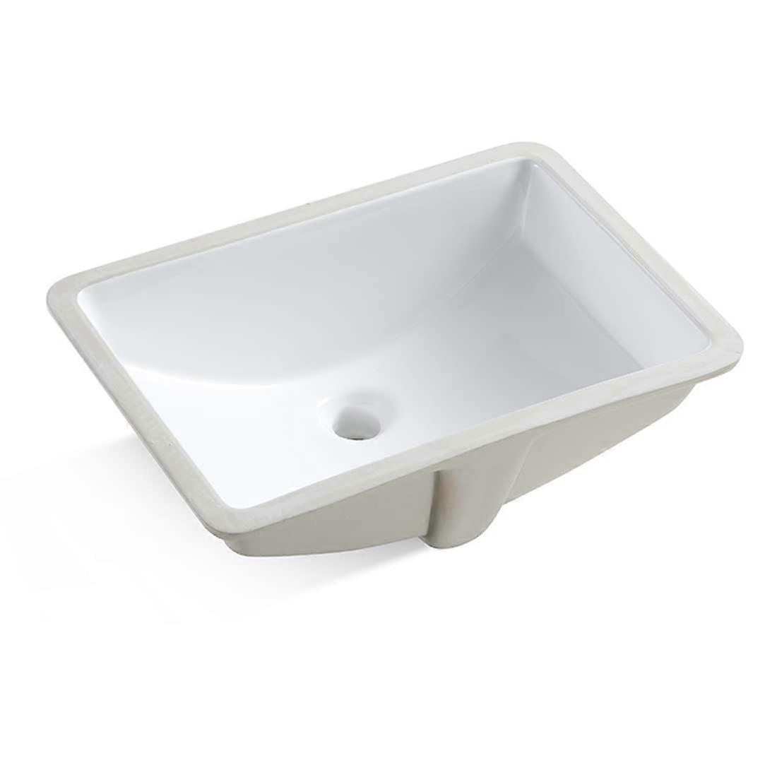 20.9 Inch White Ceramic Rectangular Undermount Bathroom Sink with Overflow, Modern Vanity Basin
