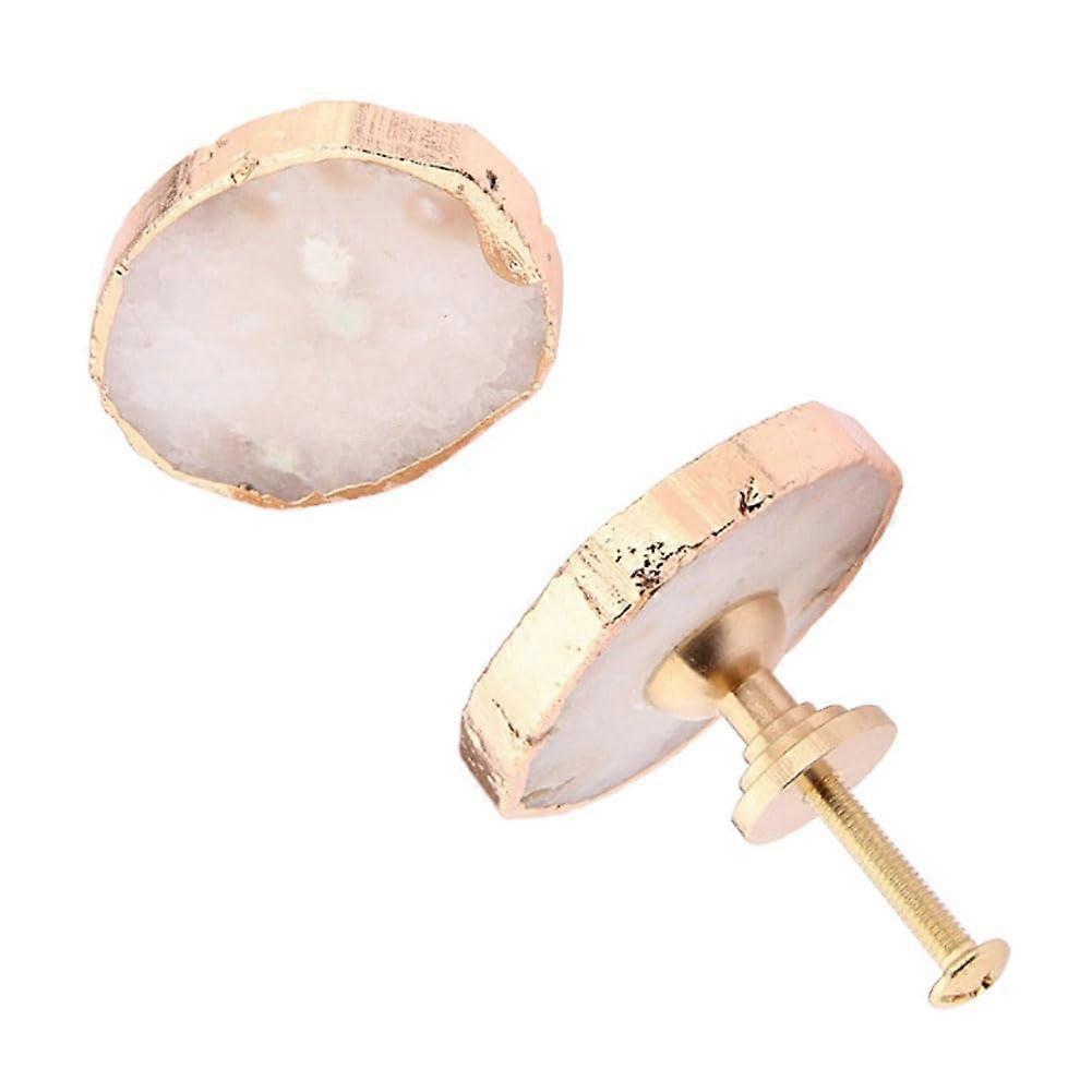 Natural Crystal Cabinet Knobs with Solid Brass Drawer Pulls, Minimalist Design, 2 Pcs