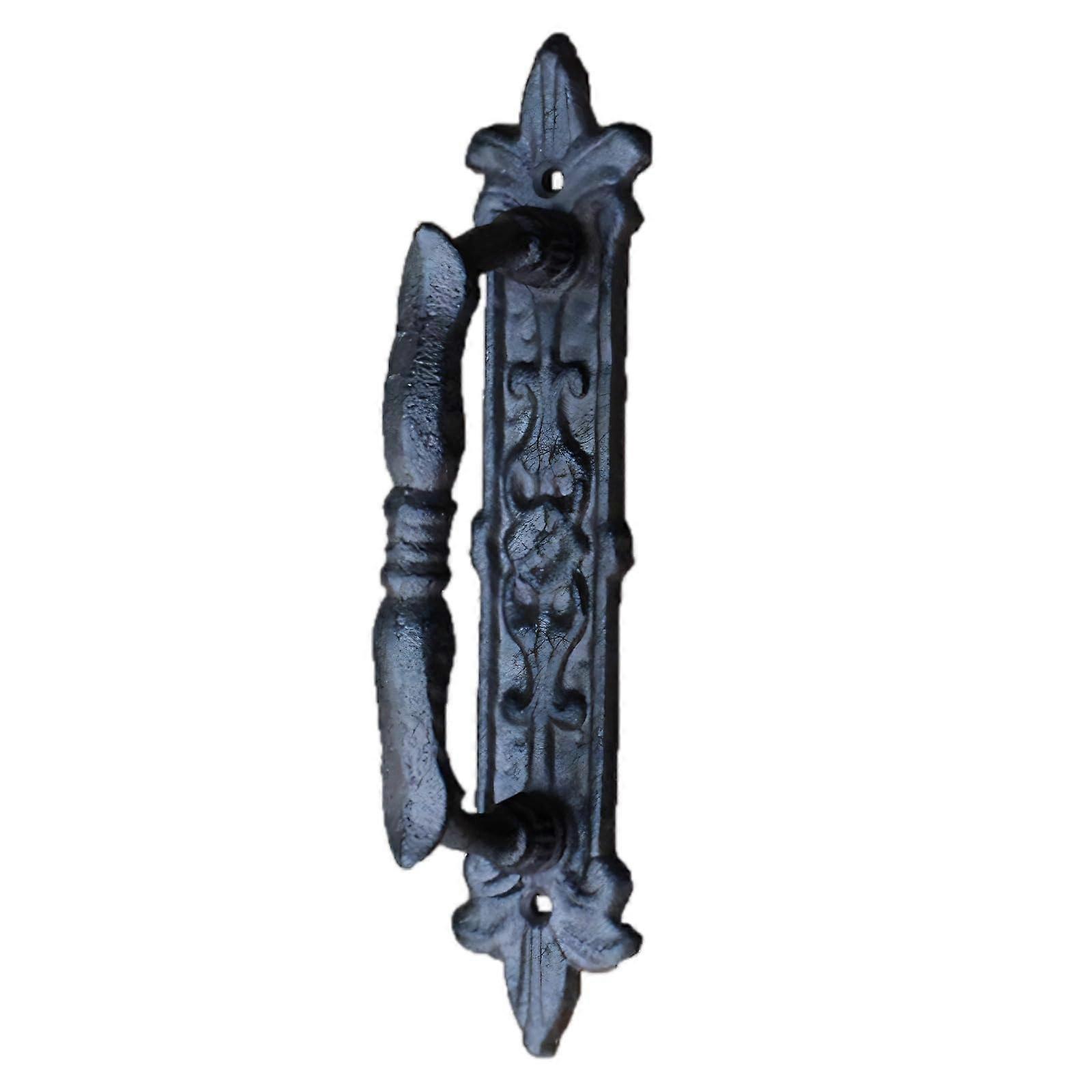 Vintage Cast Iron Door Handle 9.4 Inch Rust Resistant Black Pull with Easy Installation