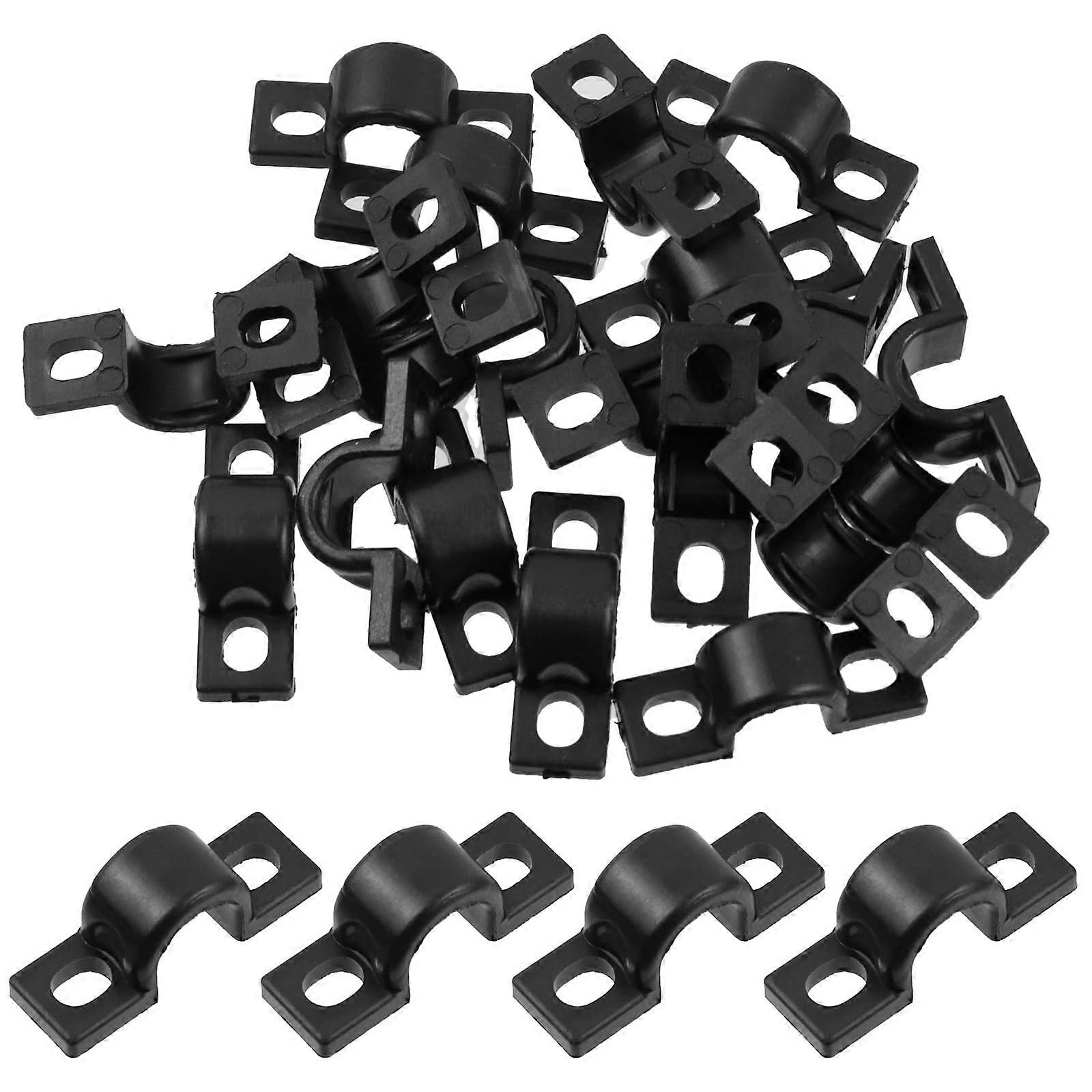 20pcs 10mm Black Wire Shelf Loop Clips UShaped Nylon Cable Clips with Screws for Secure Organization
