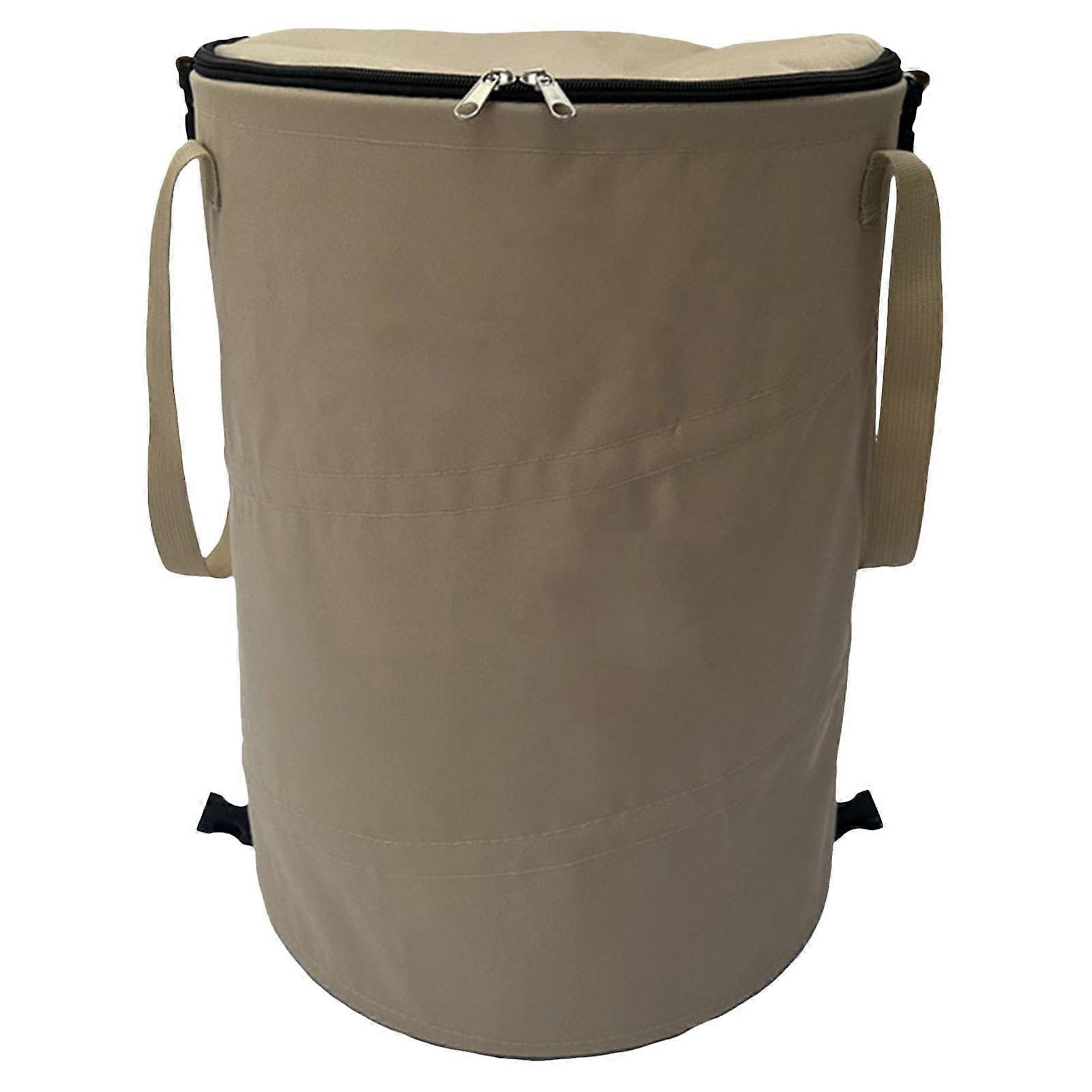 Collapsible Trash Can 37L with Zipper Lid, Foldable Outdoor Garbage Bin for Garden, Camping, Hiking