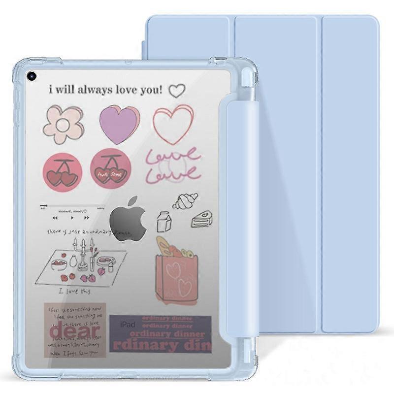 Capa transparente para iPad de 10,9" (10 polegadas) com compartimento para caneta e encaixe branco.