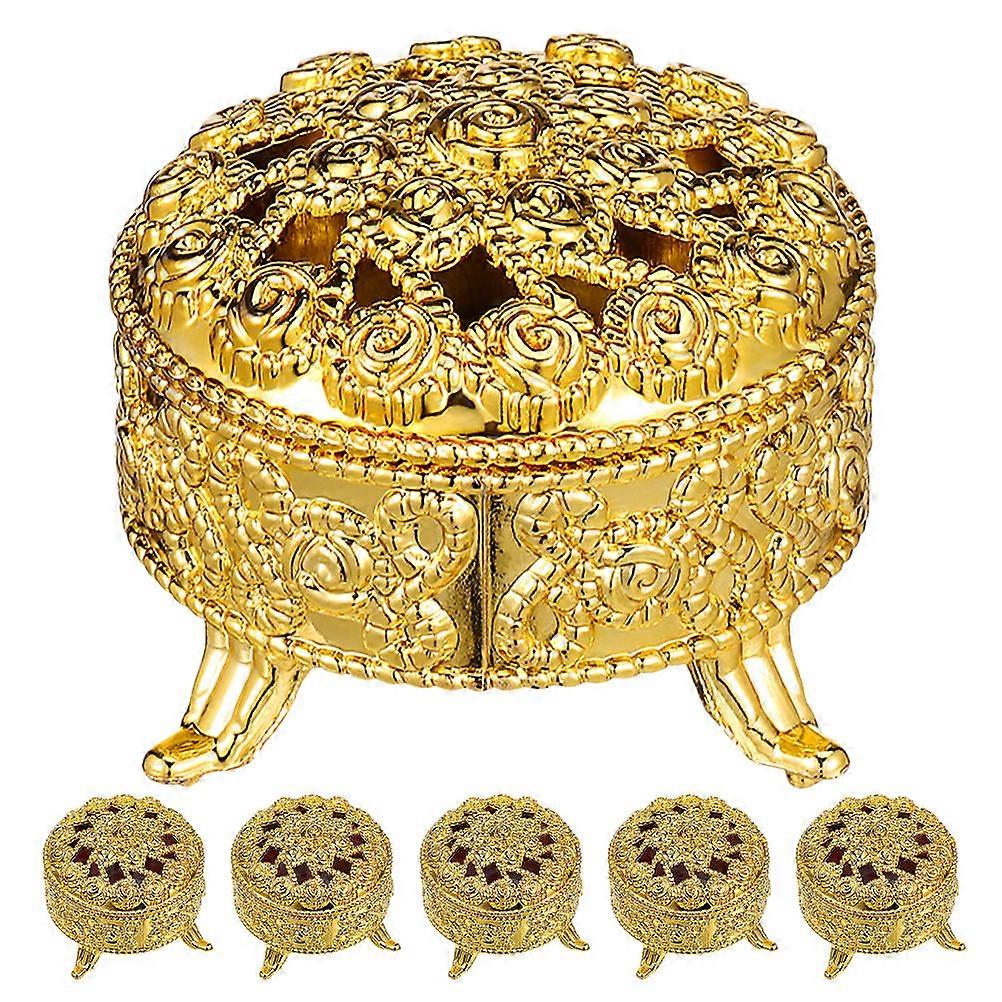 Wedding Candy Boxes Golden Round Box for Candy 6Pcs Container