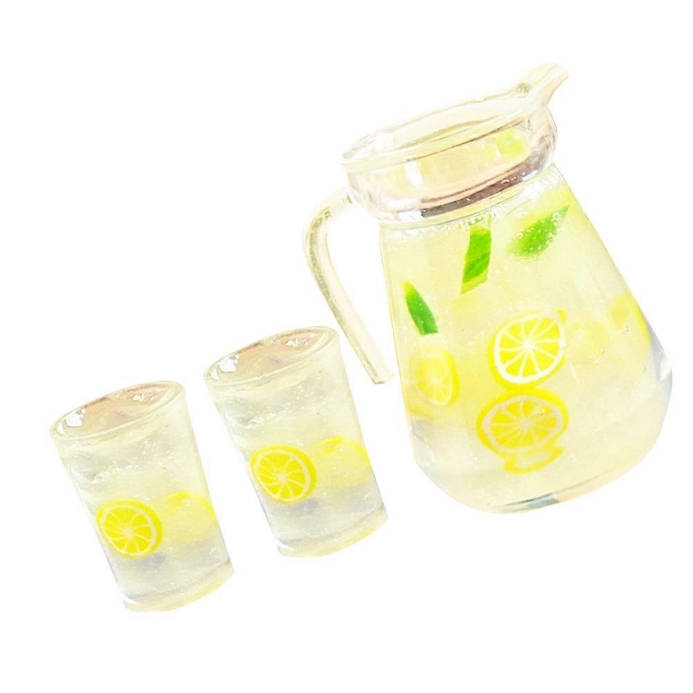 Mini Dollhouse Lemonade Pitcher Model for Decor Resin Tiny Drink Set