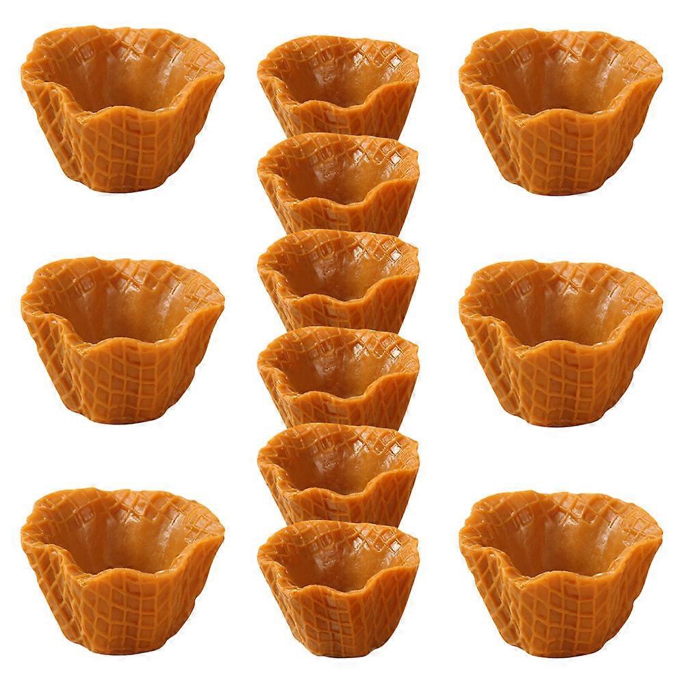 12pcs Mini Ice Cream Flat Cone Models Empty Fake Ice Cream Cone Charms for DIY Craft