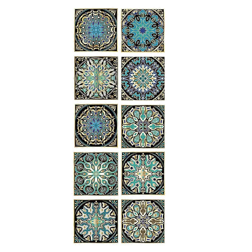 Wall Sticker Mandala Tile Stickers for Kitchen Decoration 10Pcs Set