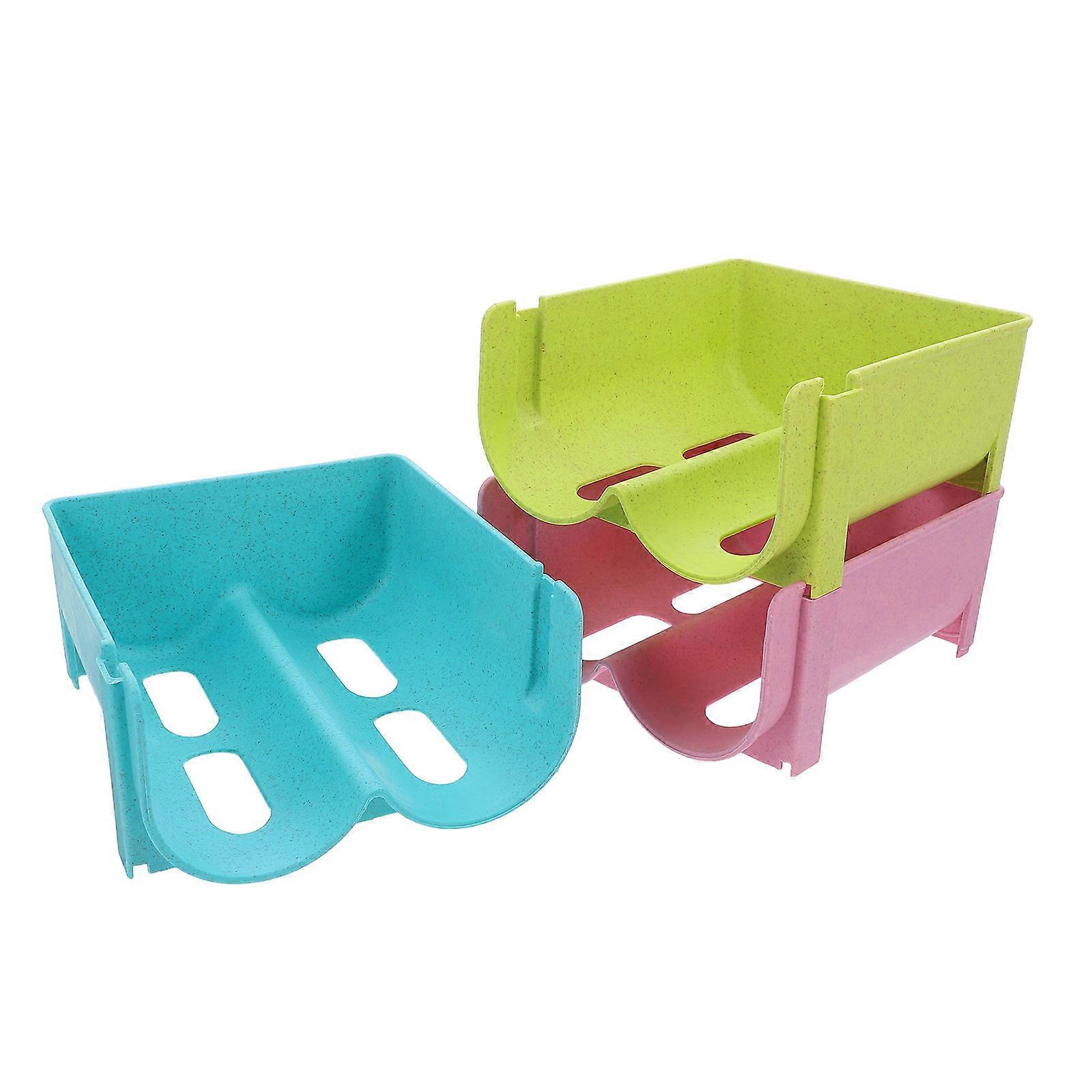 Drink Storage Box Refrigerator Drawer for Organization 3Pcs Assorted Color