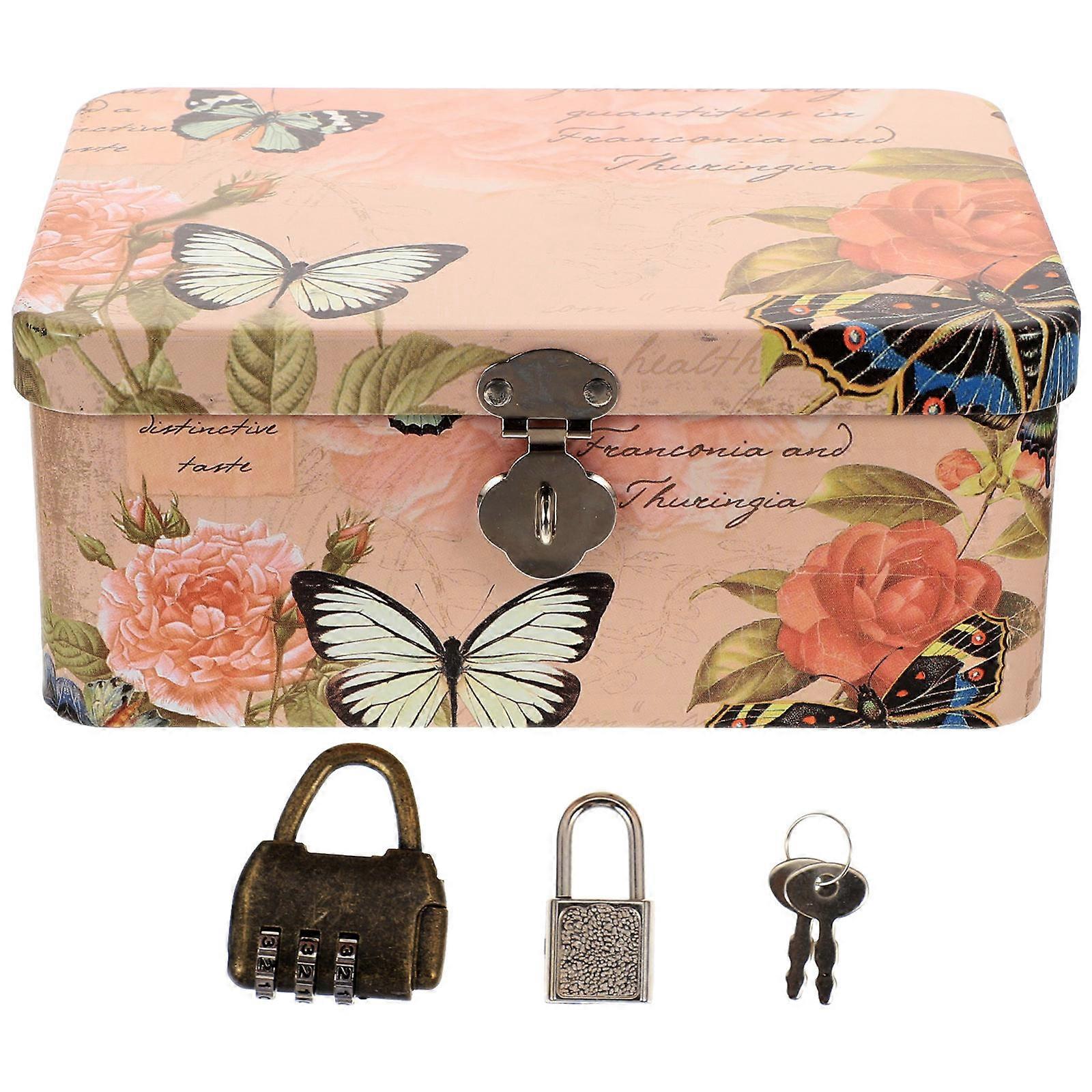 Iron Storage Box with Coded Lock for Storage Desktop Holder