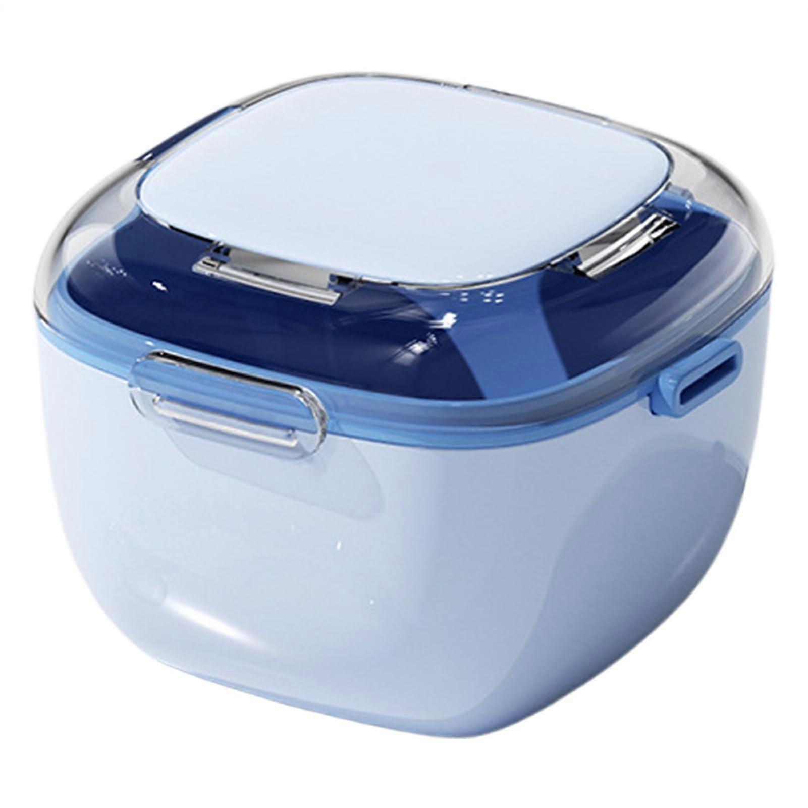 Denture Cleaning Cup with Waterproof Dustproof Case, Compact Travel Organizer Light Blue