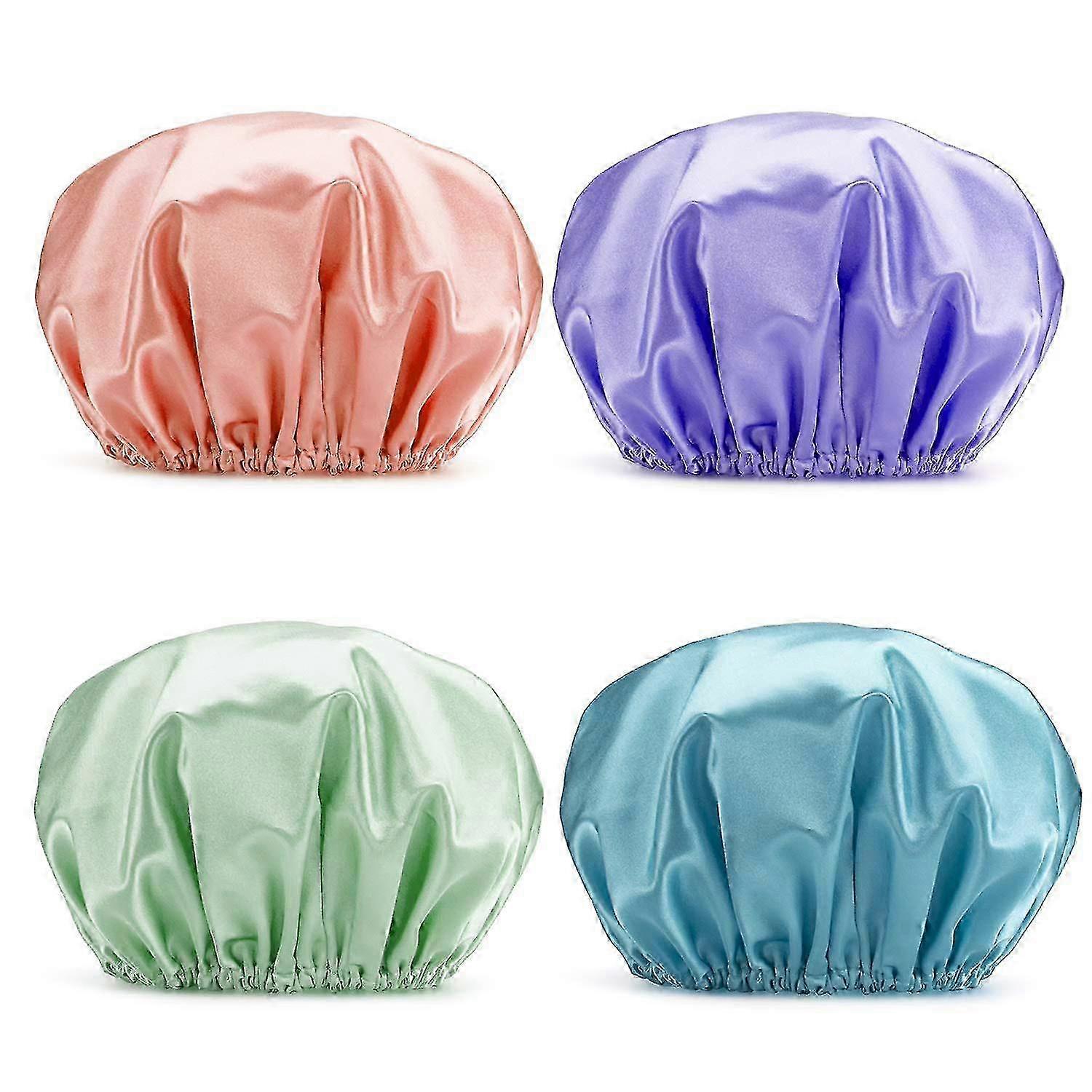 25-26 4pcs Reusable Double Waterproof Shower Cap