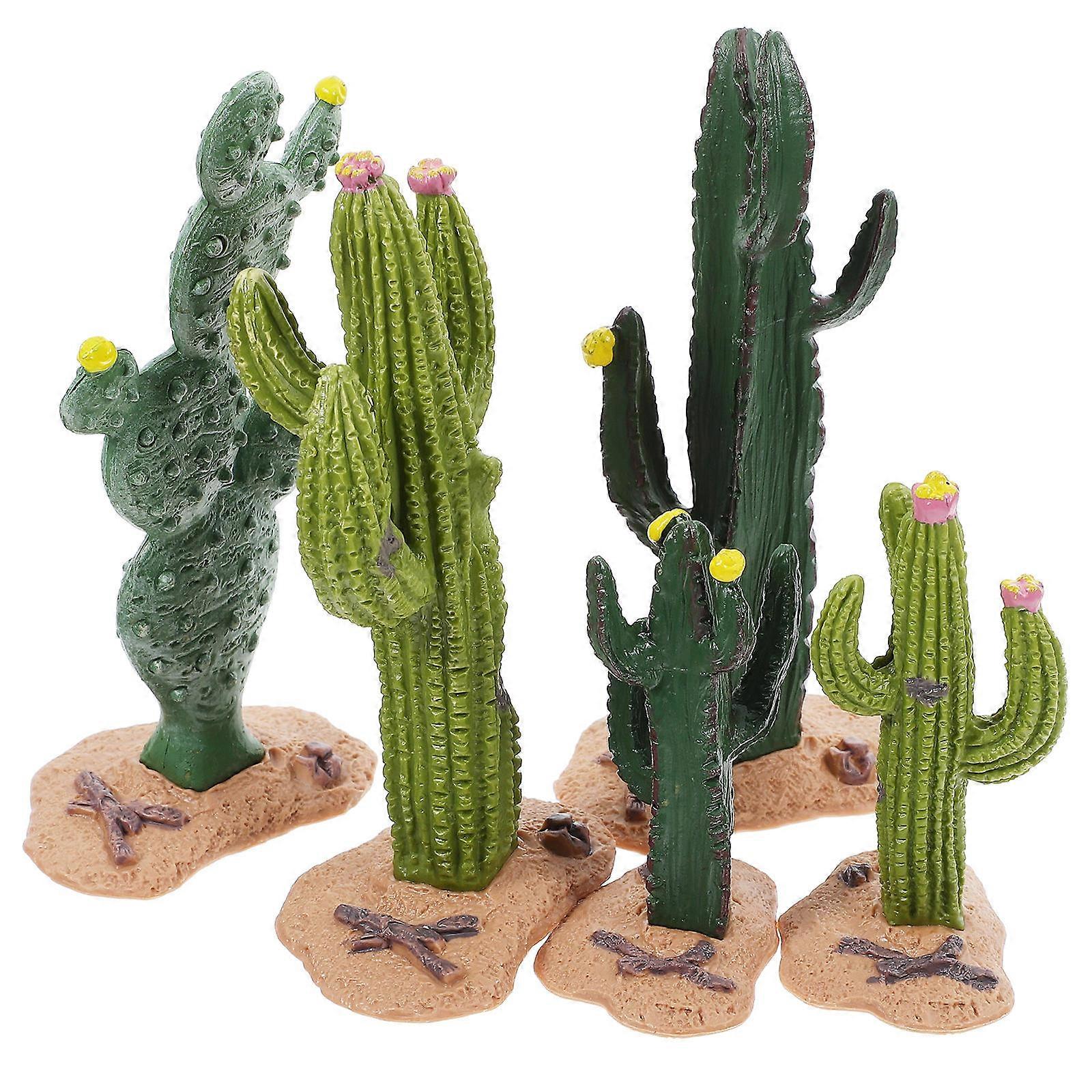 Plastic Mini Cactus Model for Landscape Decor 5Pcs