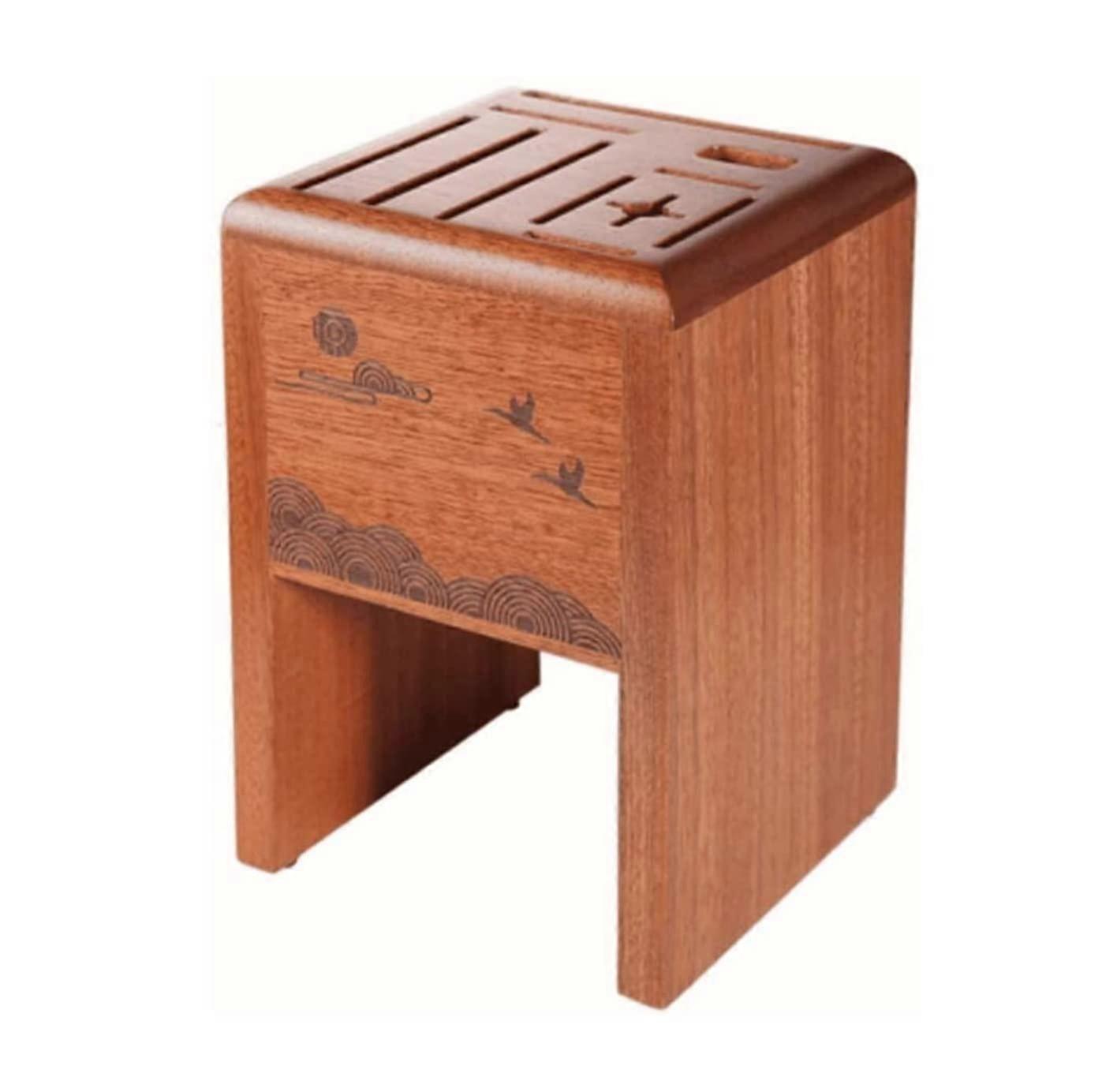 Wooden Knife Block Holder with Universal Storage, Solid Wood Countertop Kitchen Knife Rack