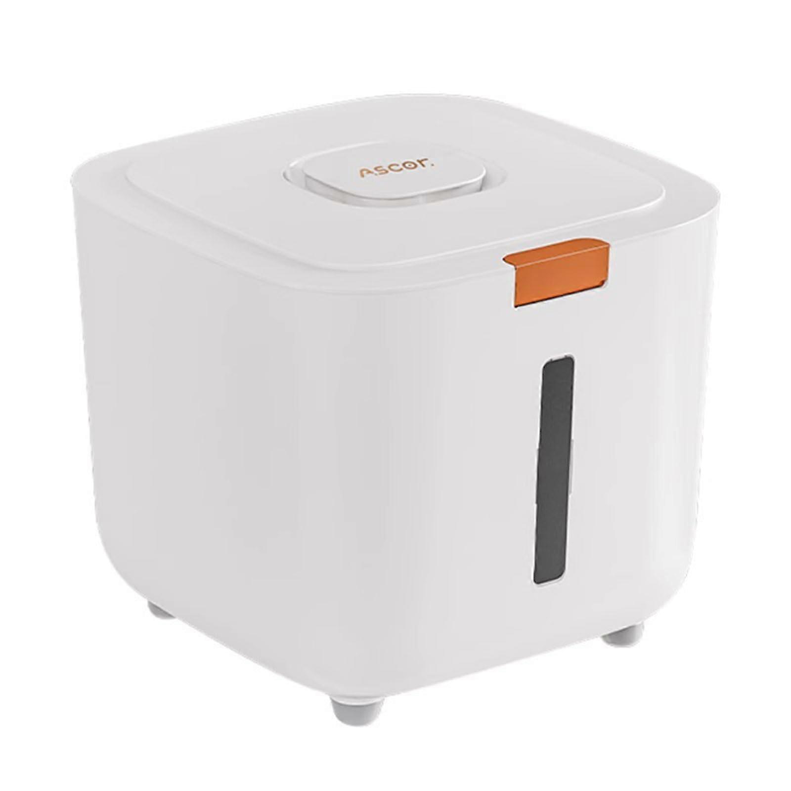 Moisture Proof Rice Dispenser with Measuring Cup, Sealed PP Kitchen Storage Container Silver