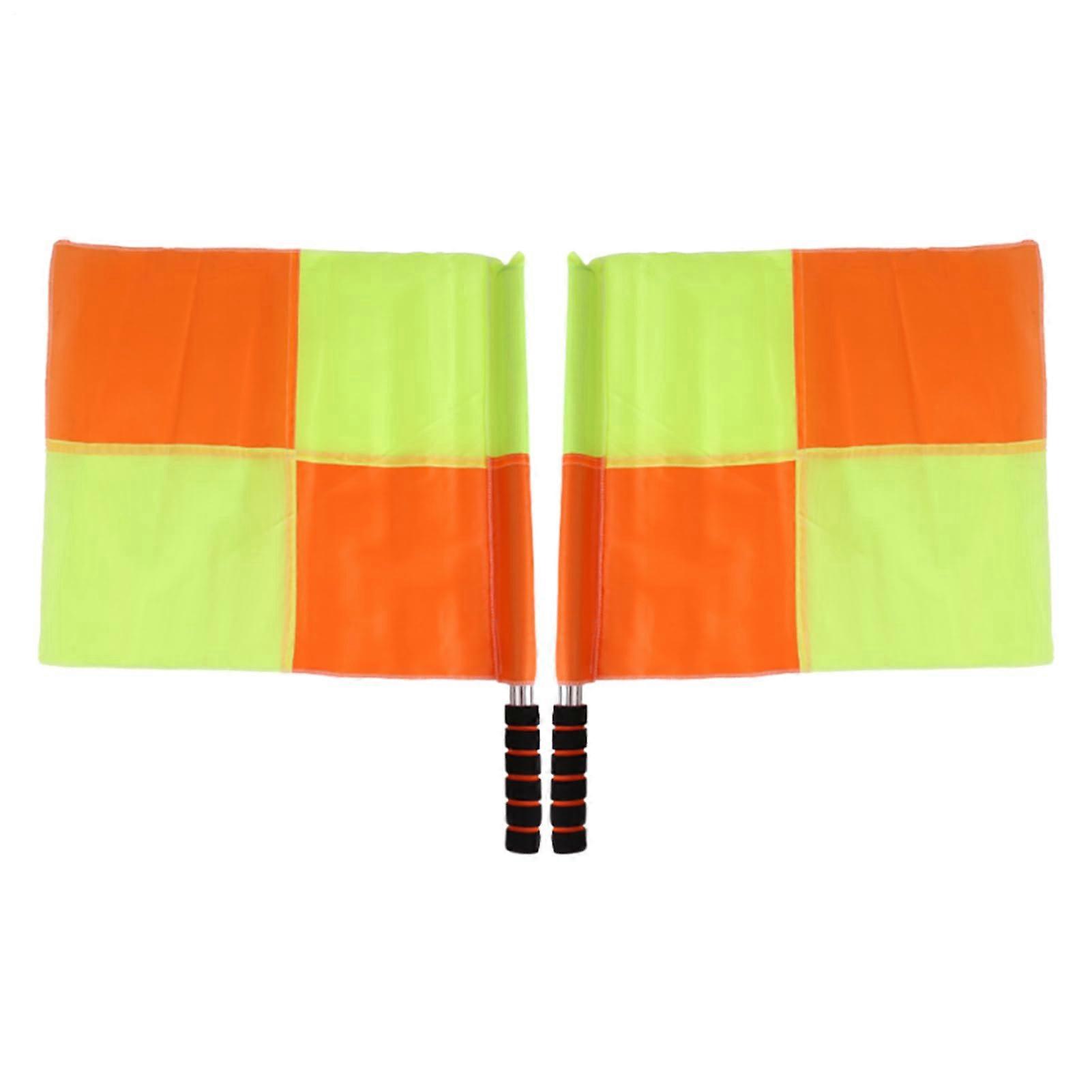 Professional Soccer Referee Flags Set with Ergonomic Grip,  Visibility Orange and Yellow, 2 Pack