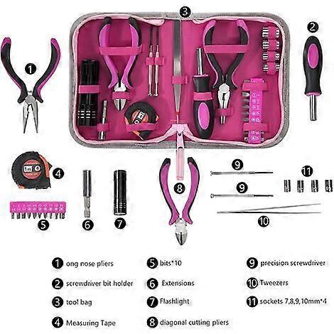 23-Piece Pink Tool Kit - DIY Tools for Women