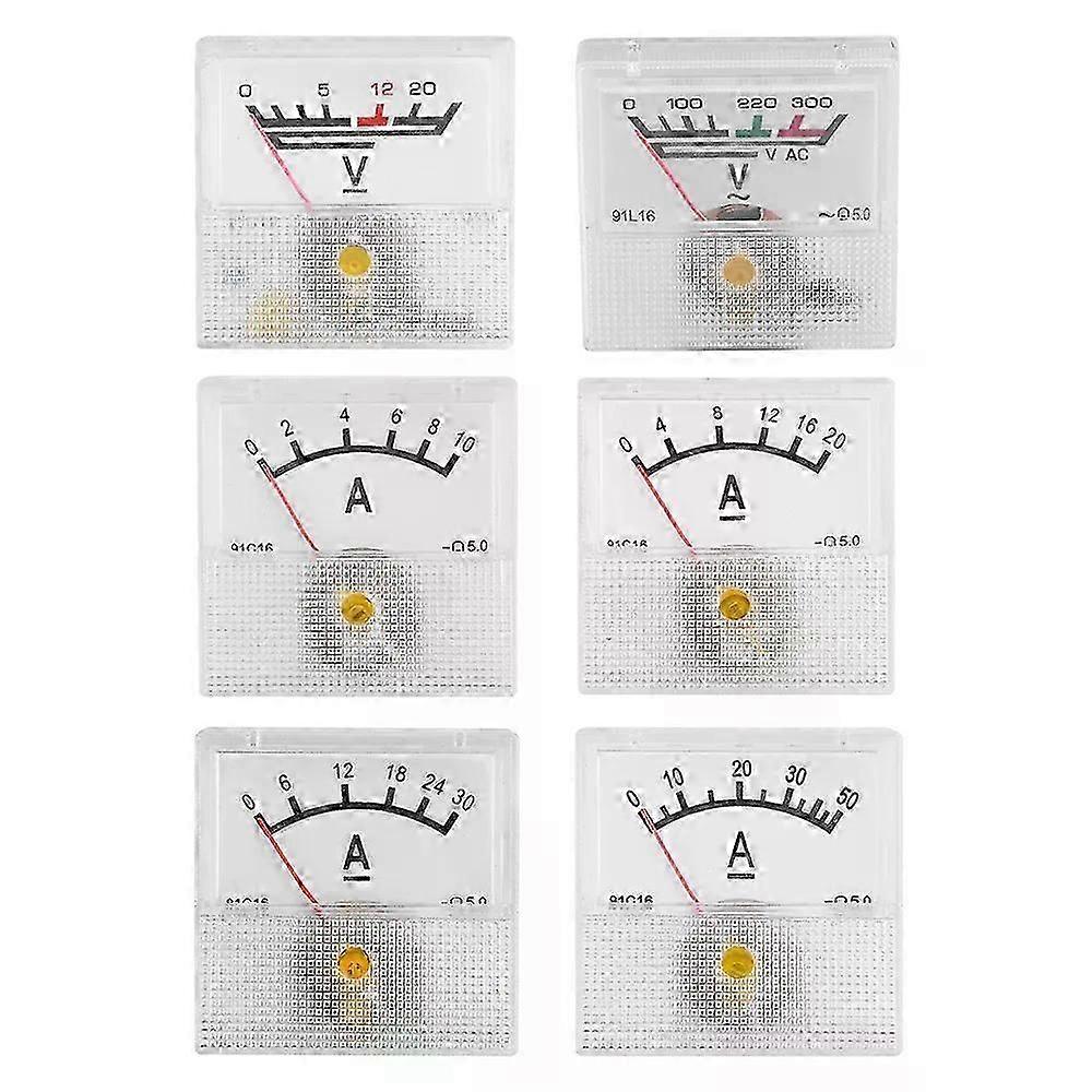 Analog ammeter, DC range 0-10/20/30/50A; square voltmeter; mechanical dial voltmeter, DC range 0-20V; AC range 0-300V.