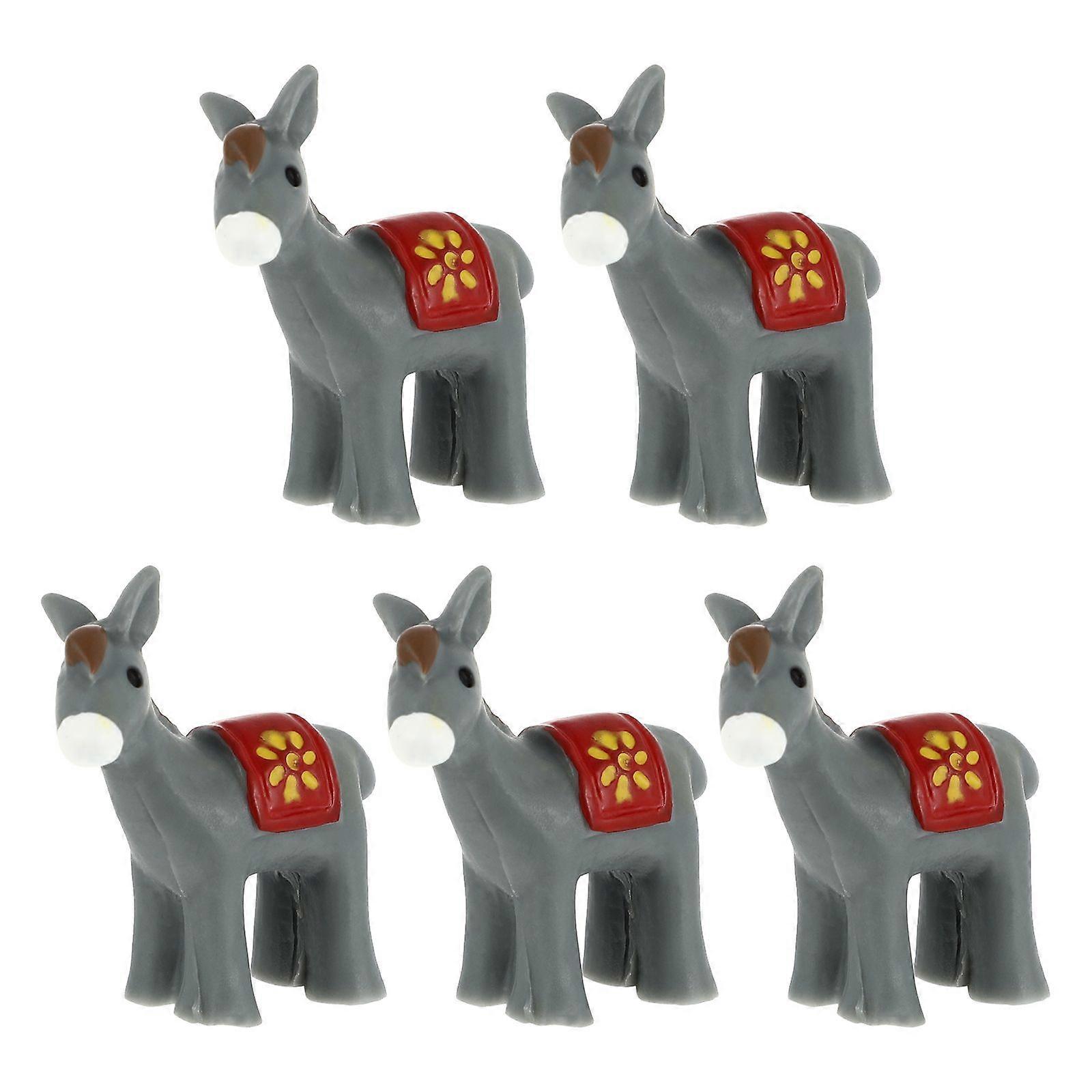 5pcs Simulation 3D Donkey Ornaments DIY Moss Micro Landscape Decor (Grey)
