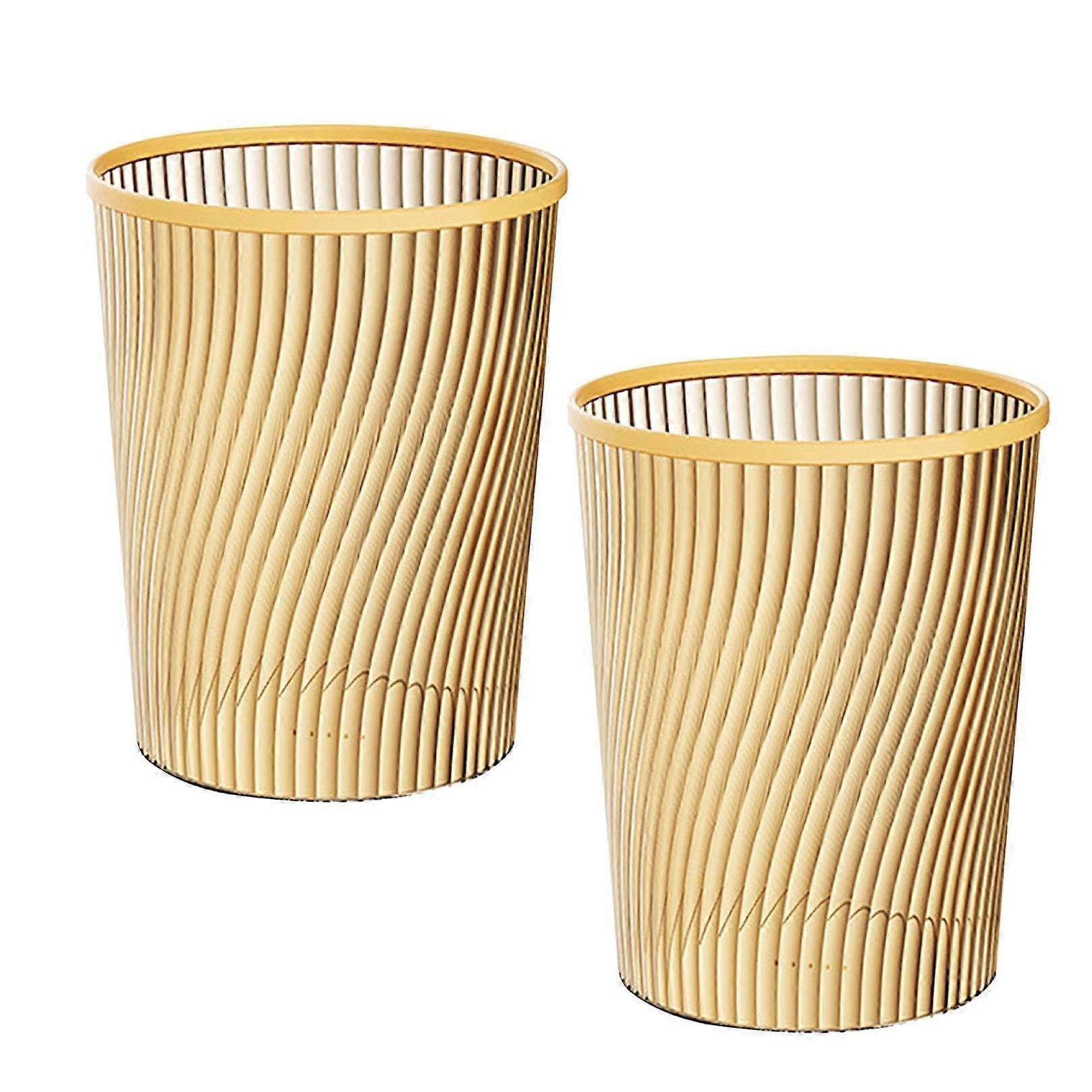 Gold Bathroom Trash Can with Textured Translucent Design, Large Capacity Decorative Office Waste Bin