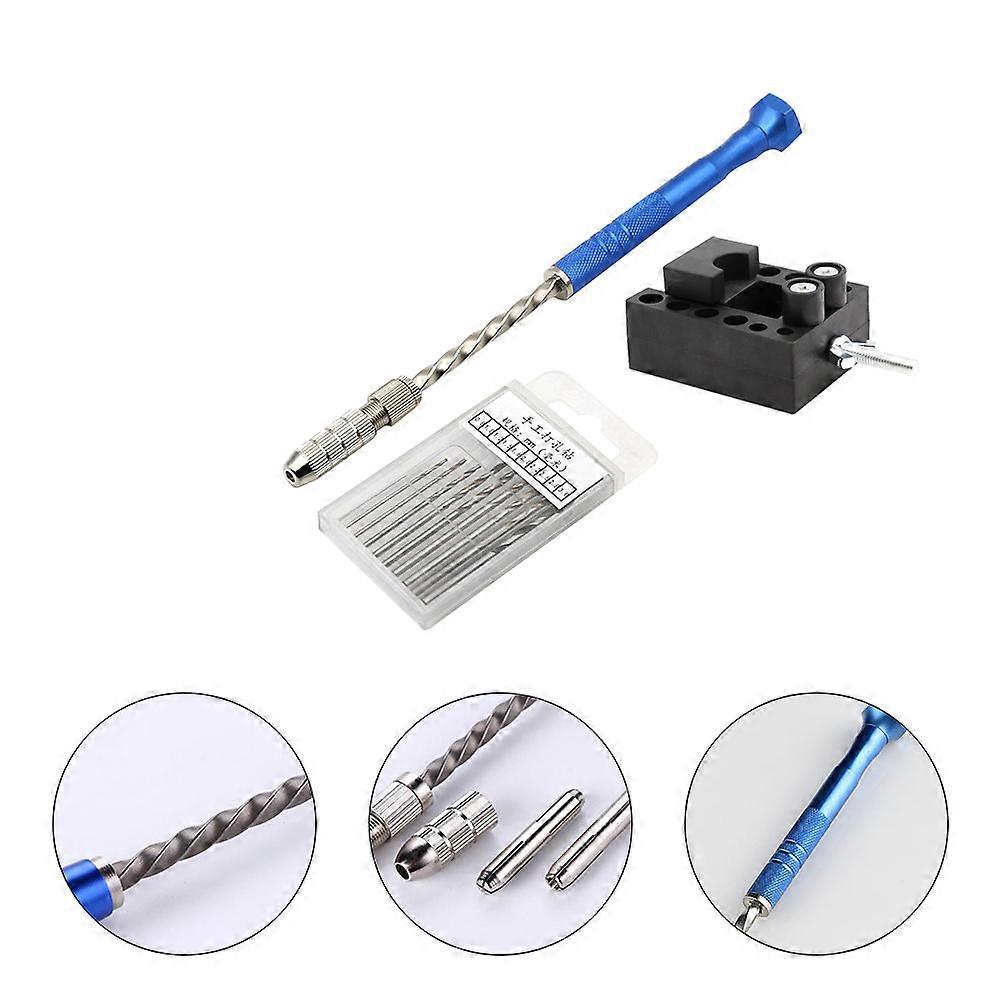 Semi-Automatic Hand Drill Set for Drilling Includes Bench Vice and Bits