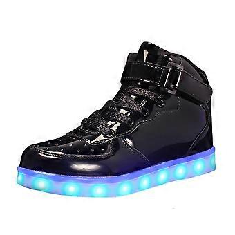 Neue Sneaker für Jungen und Mädchen, einfarbig, mit Klettverschluss, Leder, LED-Beleuchtung, Schnürung, hautfreundliches Material.