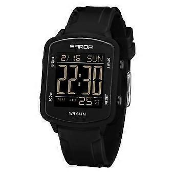 Digitale Armbanduhren für Damen und Herren, wasserdicht, einzigartiges rechteckiges Design, Stoppuhr, Countdown-Alarm, analoges Design, Silikonarmband, transparentes Gehäuse